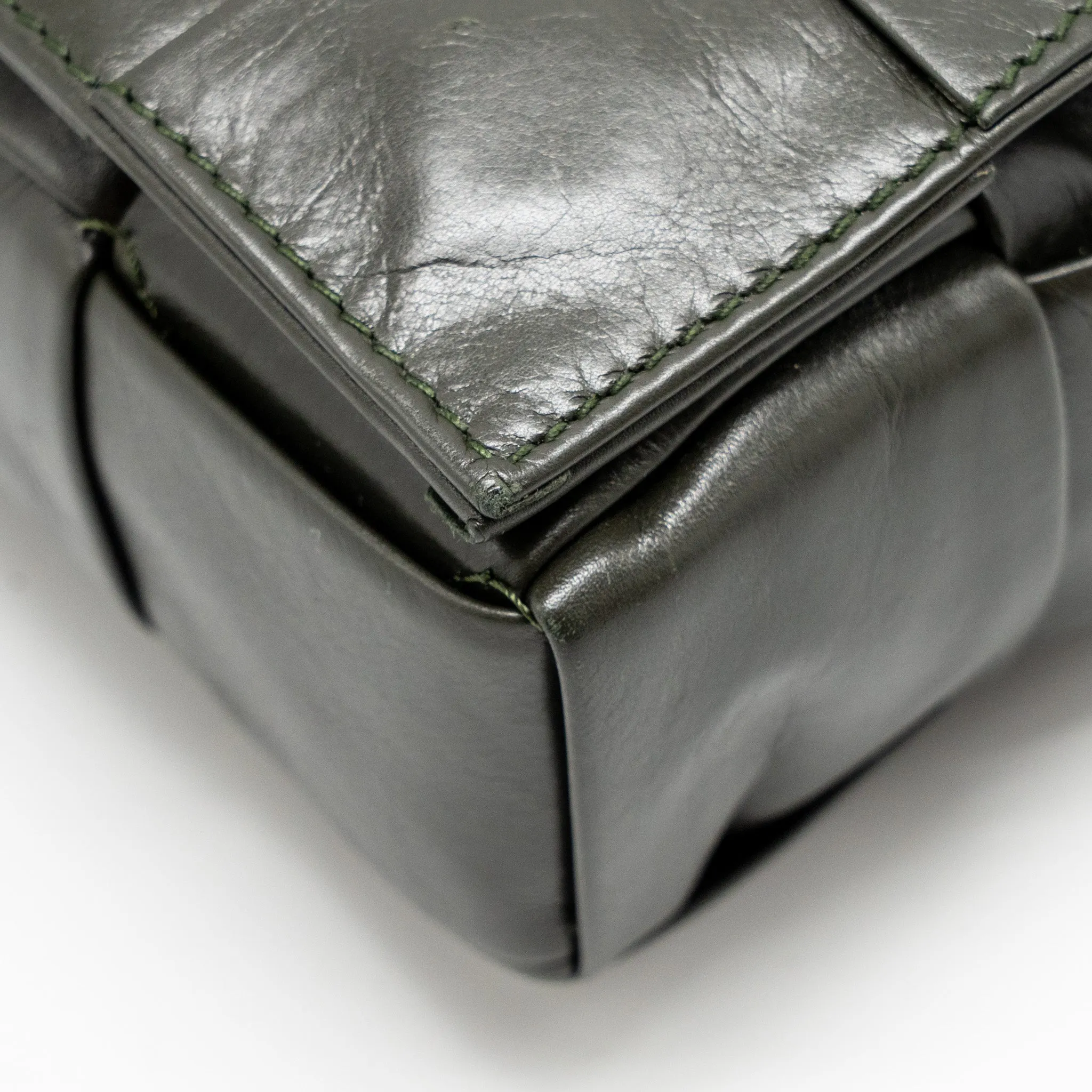 Bottega Veneta Cassette Crossbody Bag Lambskin Dark Green Ruthenium SHW