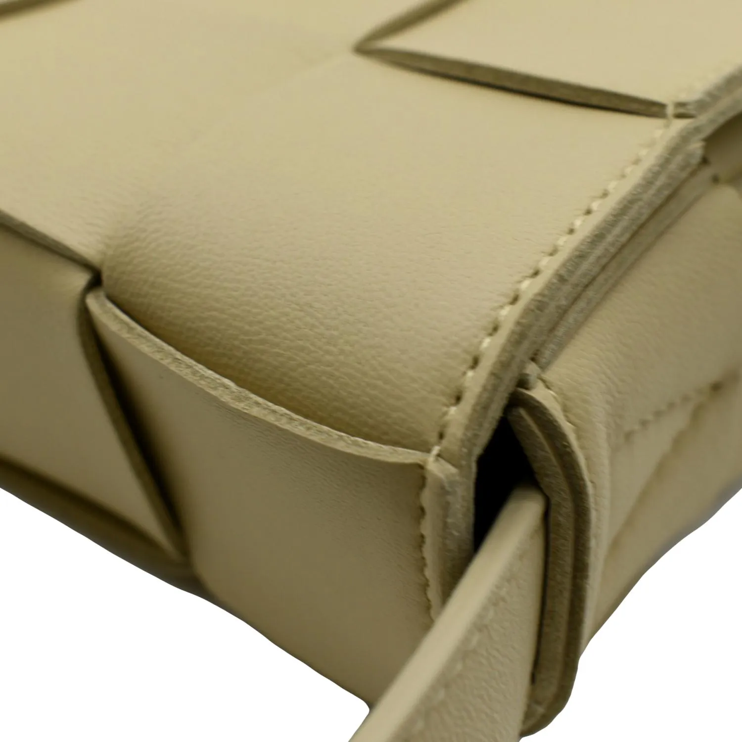 BOTTEGA VENETA Cassette Intreccio Leather Crossbody Bag Beige