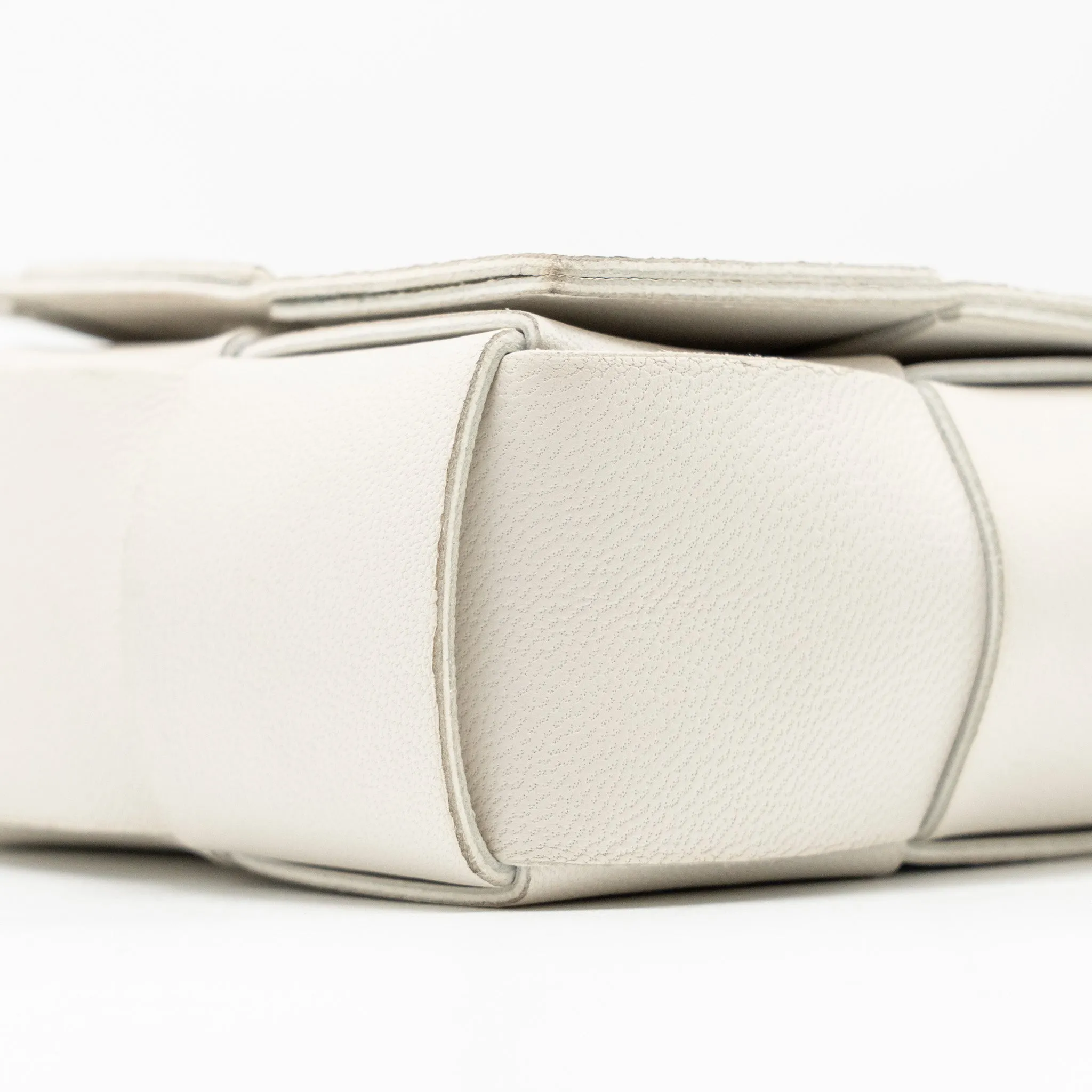 Bottega Veneta Intreccio Cassette Mini Bag Lambskin White