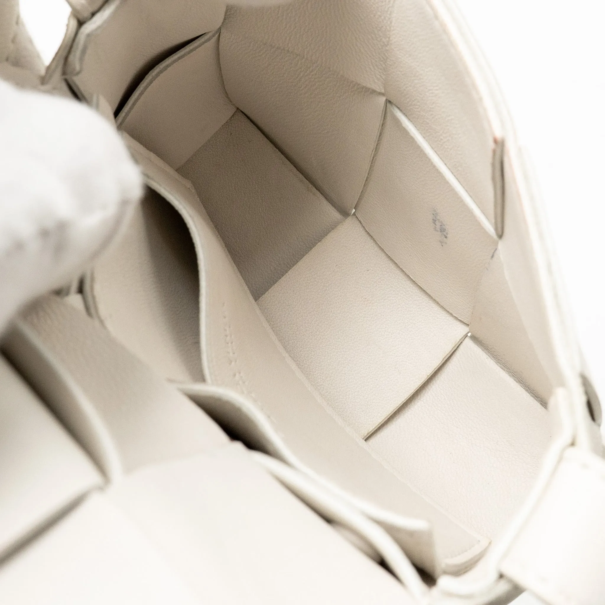 Bottega Veneta Intreccio Cassette Mini Bag Lambskin White