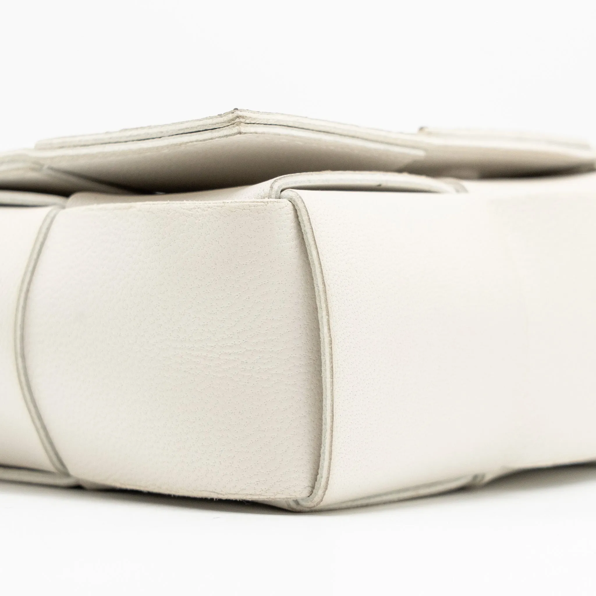 Bottega Veneta Intreccio Cassette Mini Bag Lambskin White