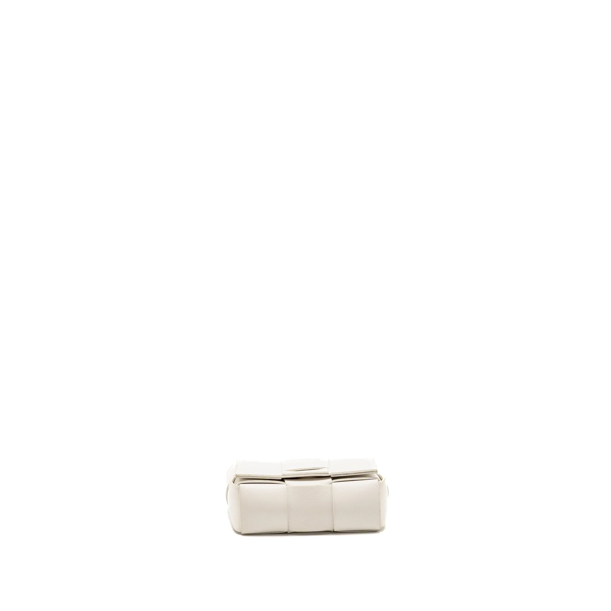 Bottega Veneta Intreccio Cassette Mini Bag Lambskin White