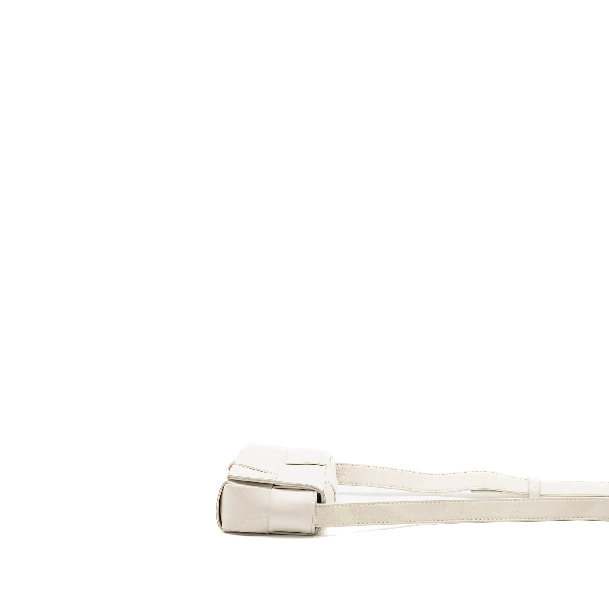 Bottega Veneta Intreccio Cassette Mini Bag Lambskin White