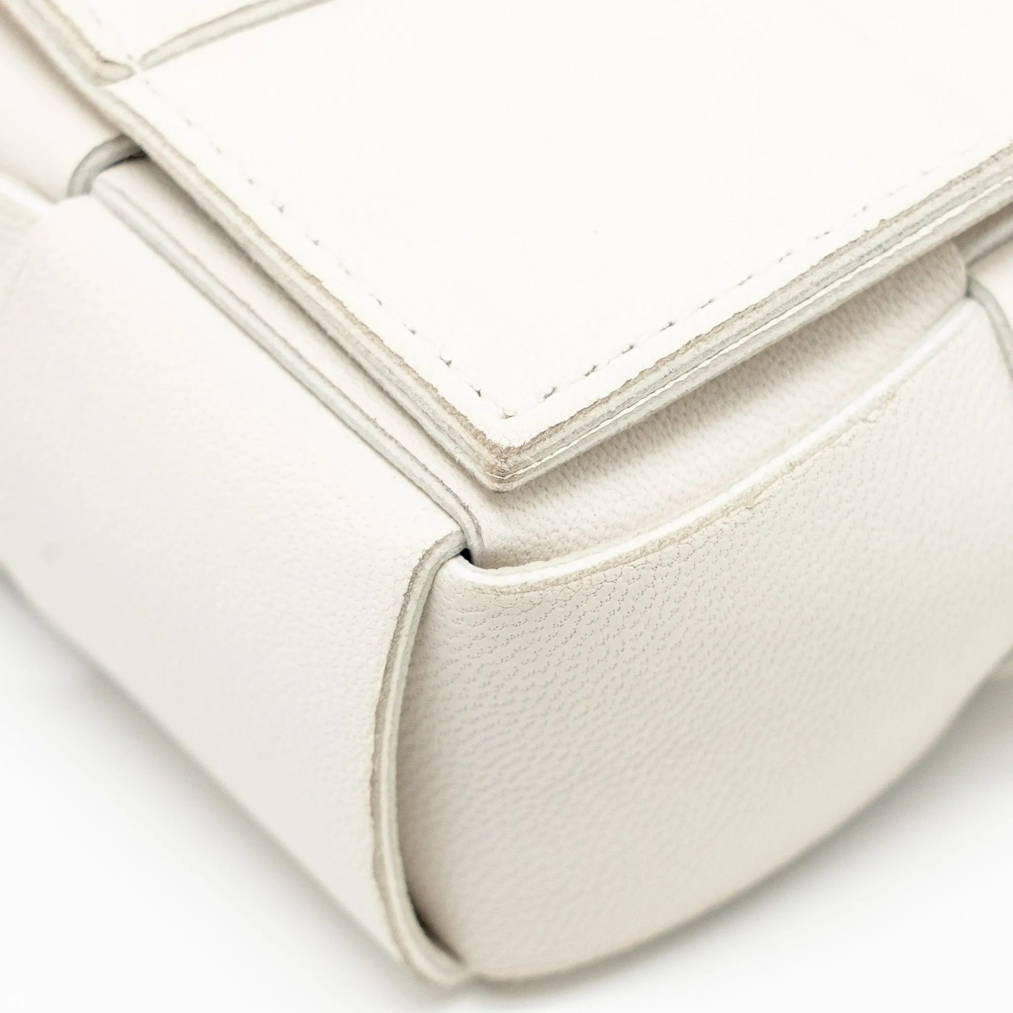 Bottega Veneta Intreccio Cassette Mini Bag Lambskin White
