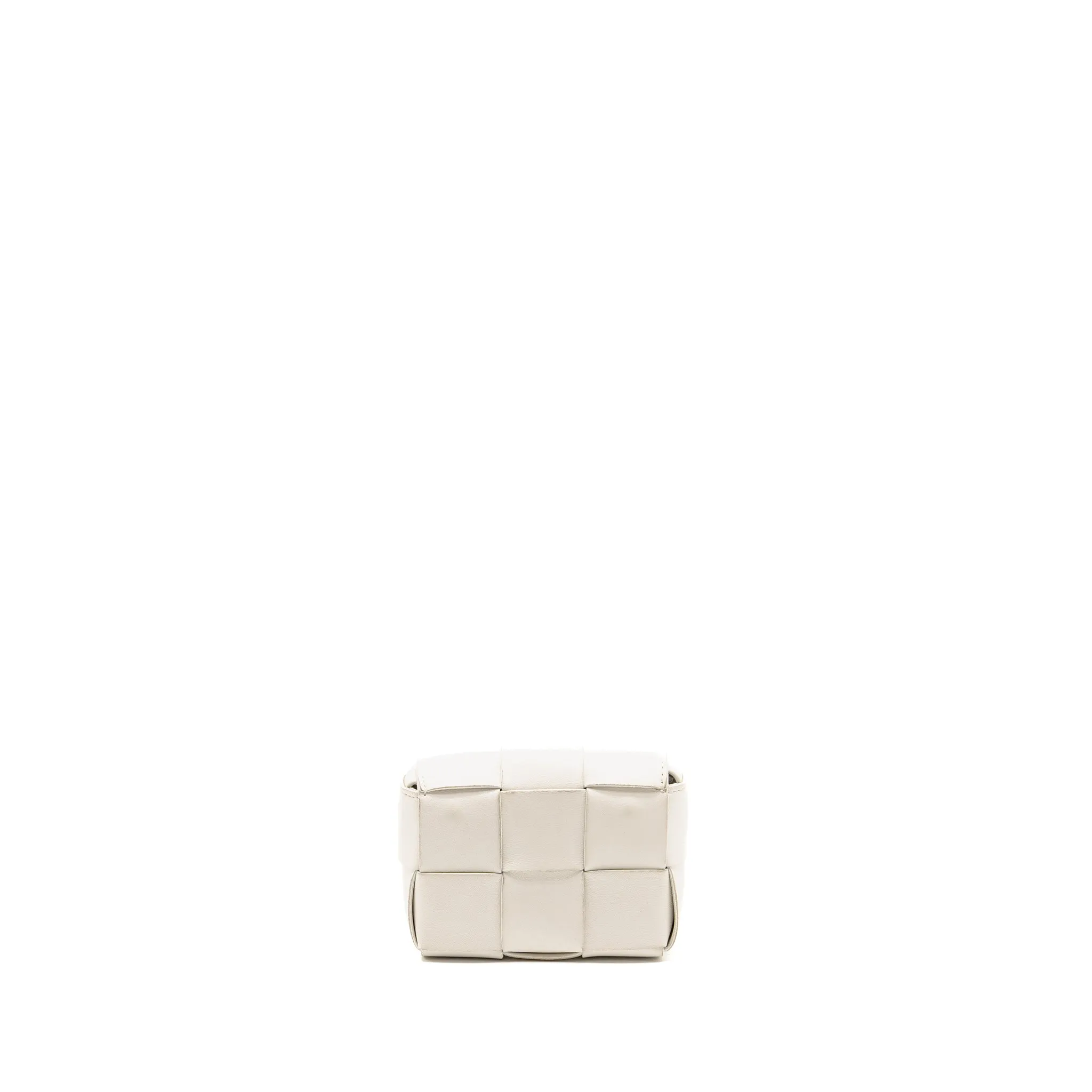 Bottega Veneta Intreccio Cassette Mini Bag Lambskin White