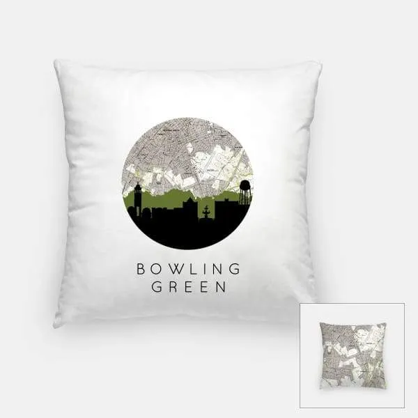 Bowling Green, Kentucky city skyline with vintage Bowling Green map