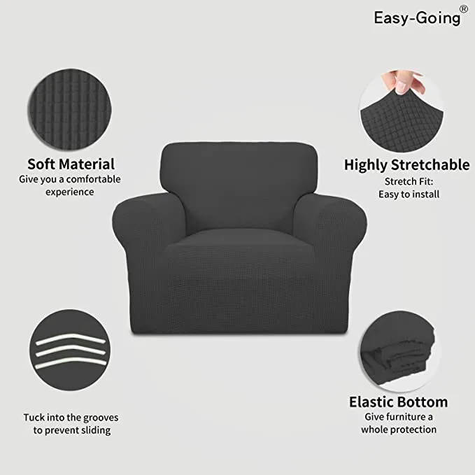 Brand new Easy-Going Stretch Chair Sofa Slipcover 1-Piece, Elastic Bottom, Dark Grey! Retails $83 