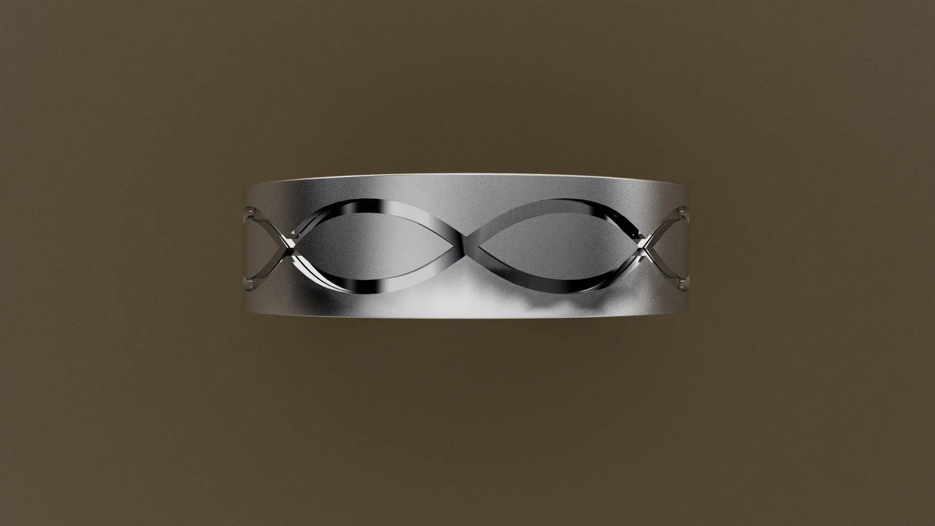 Brushed White Gold 6mm Infinity Groove Wedding Band