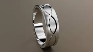 Brushed White Gold 6mm Infinity Groove Wedding Band
