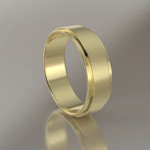 Brushed Yellow Gold 6mm Step Edge Wedding Band