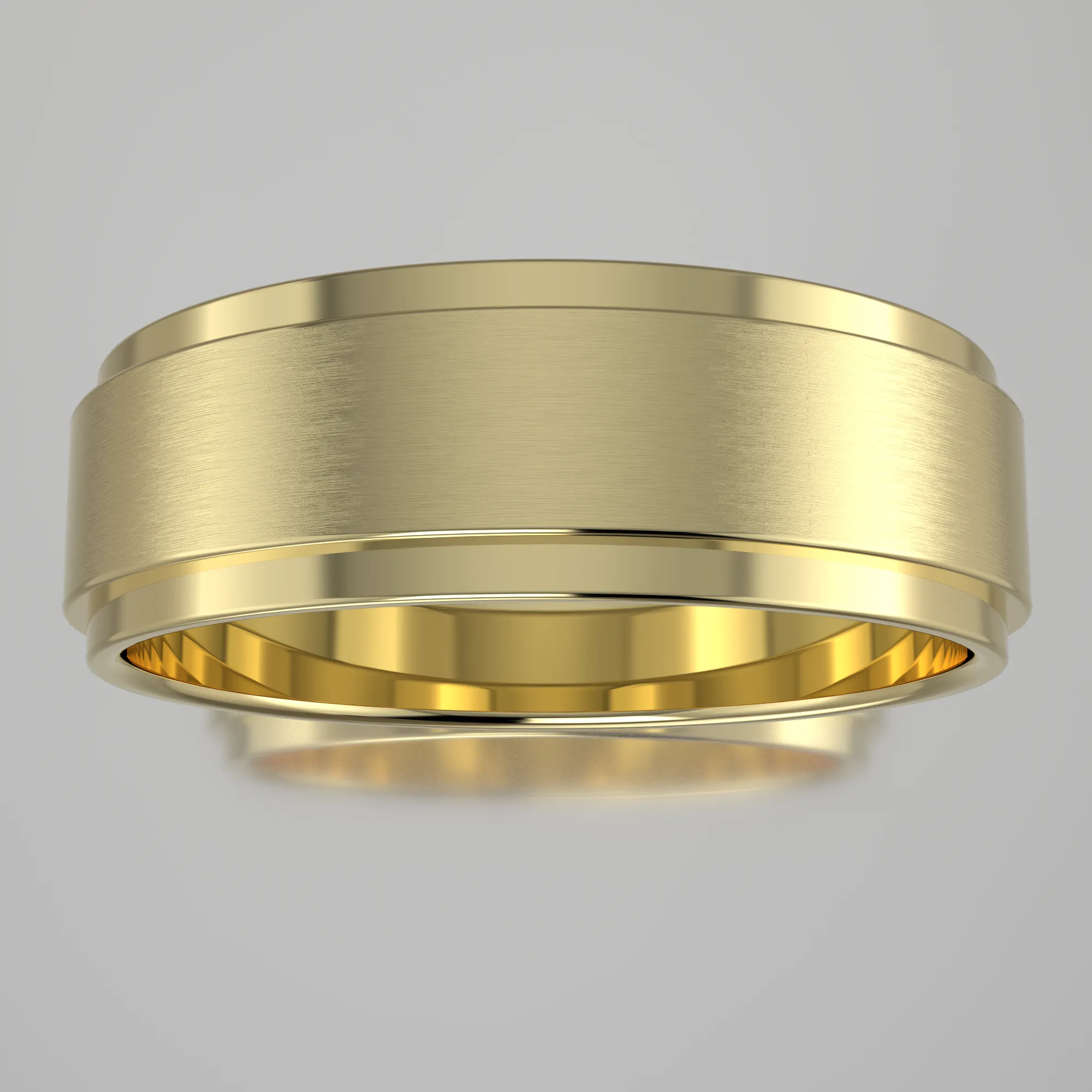 Brushed Yellow Gold 6mm Step Edge Wedding Band