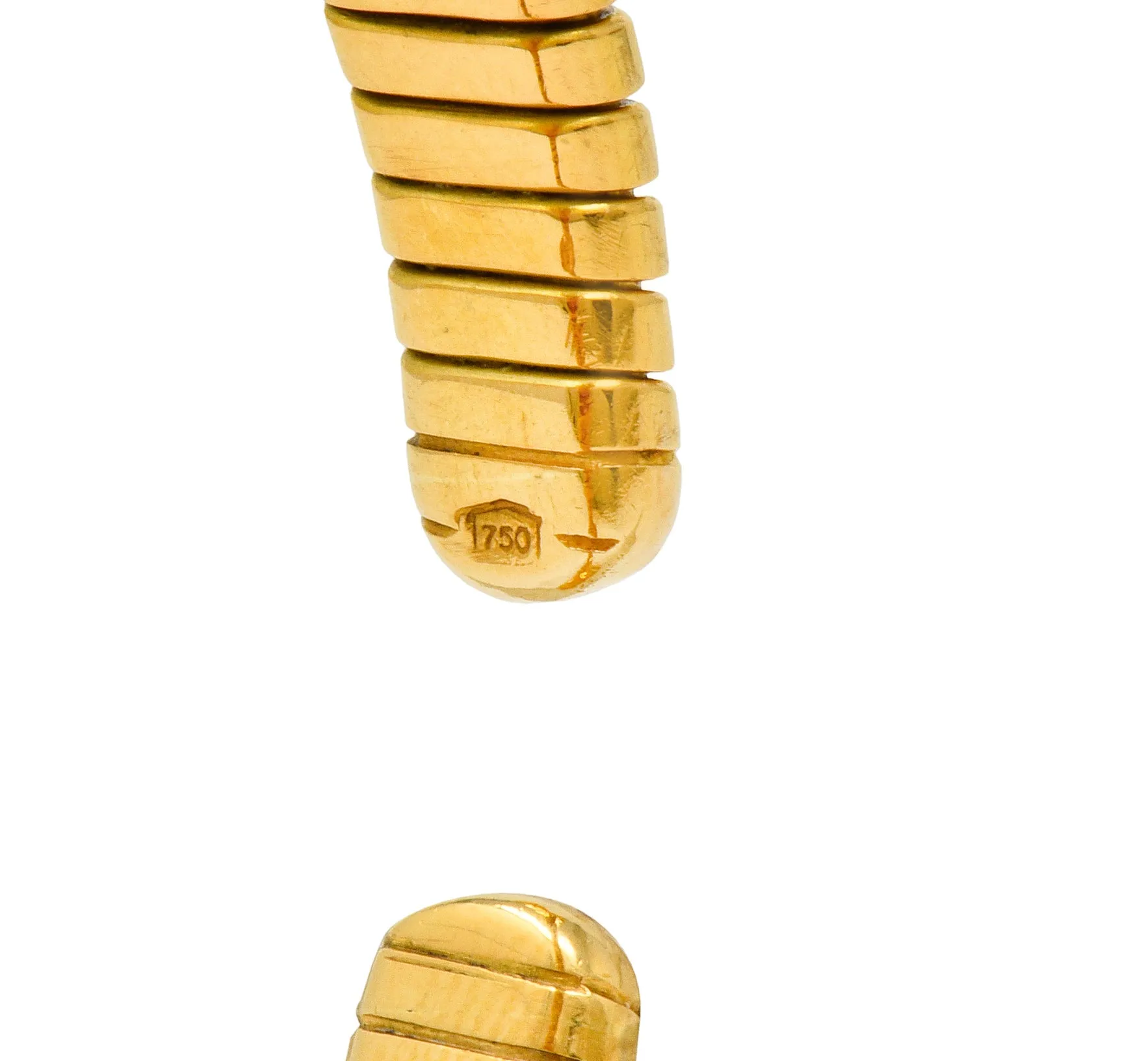 Bulgari Vintage Pink Tourmaline 18 Karat Gold Tubogas Cuff Bracelet