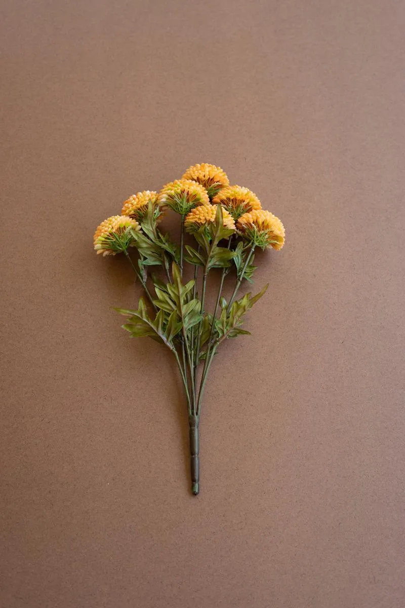Bundle of 7 Artificial Yellow Ball Dahlias (Pack of 6)