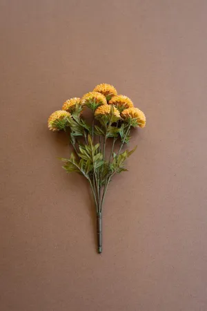 Bundle of 7 Artificial Yellow Ball Dahlias (Pack of 6)