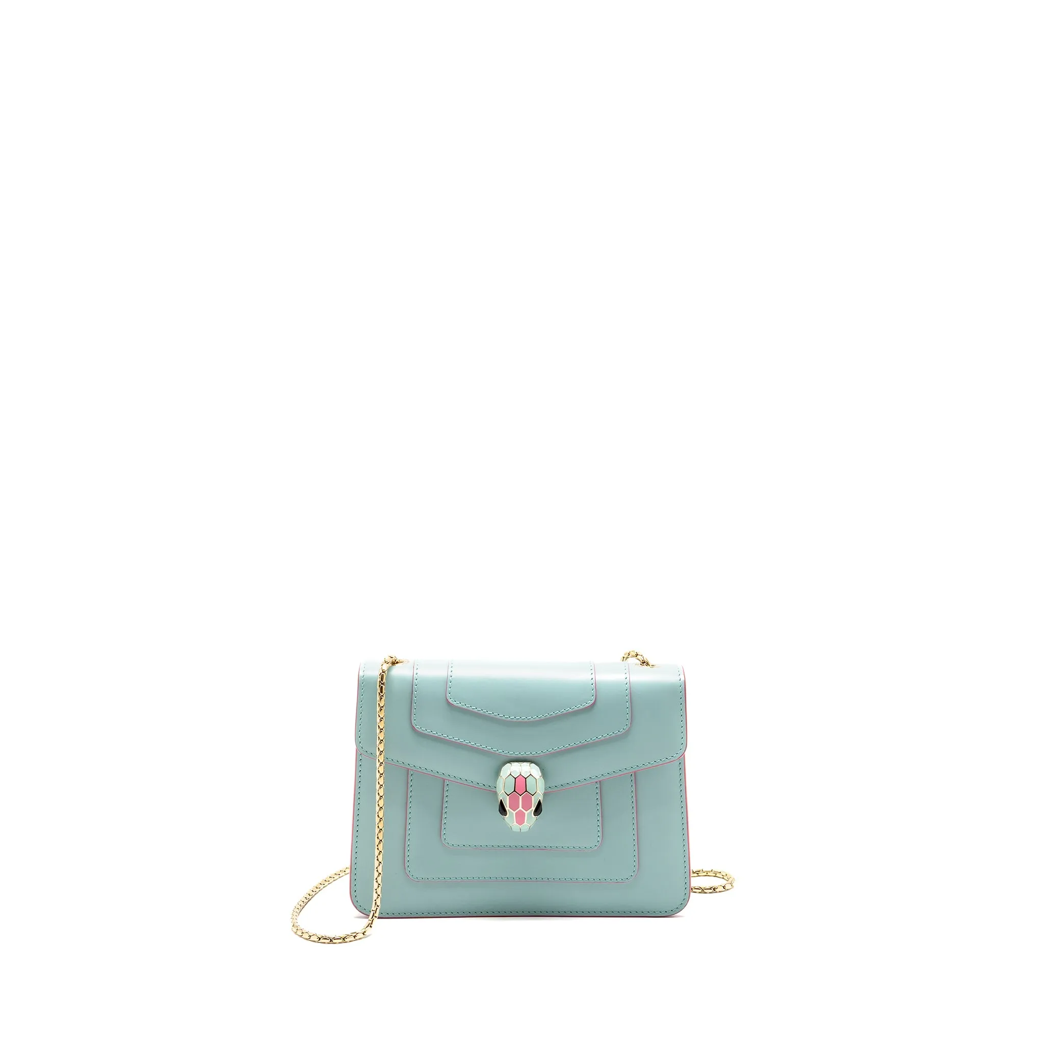 Bvlgari Serpenti Forever Chain Bag Calfskin Light Blue LGHW