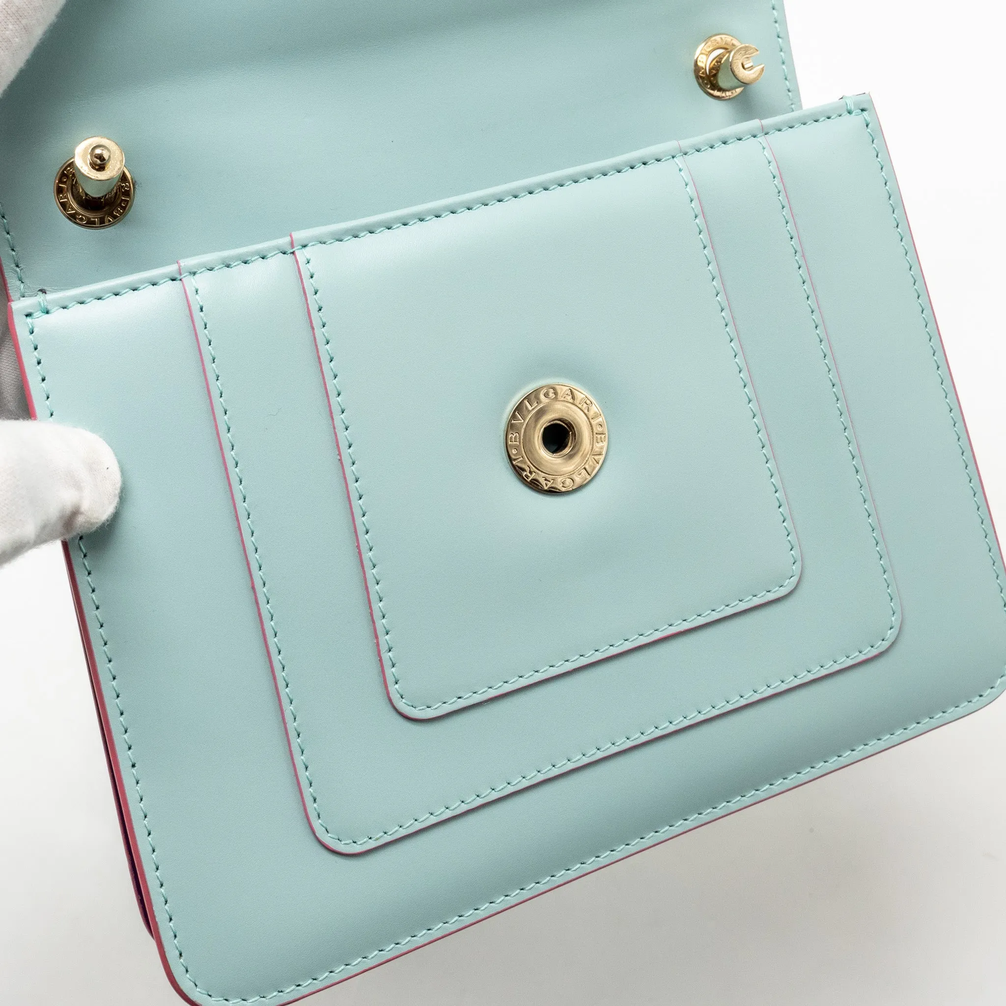 Bvlgari Serpenti Forever Chain Bag Calfskin Light Blue LGHW