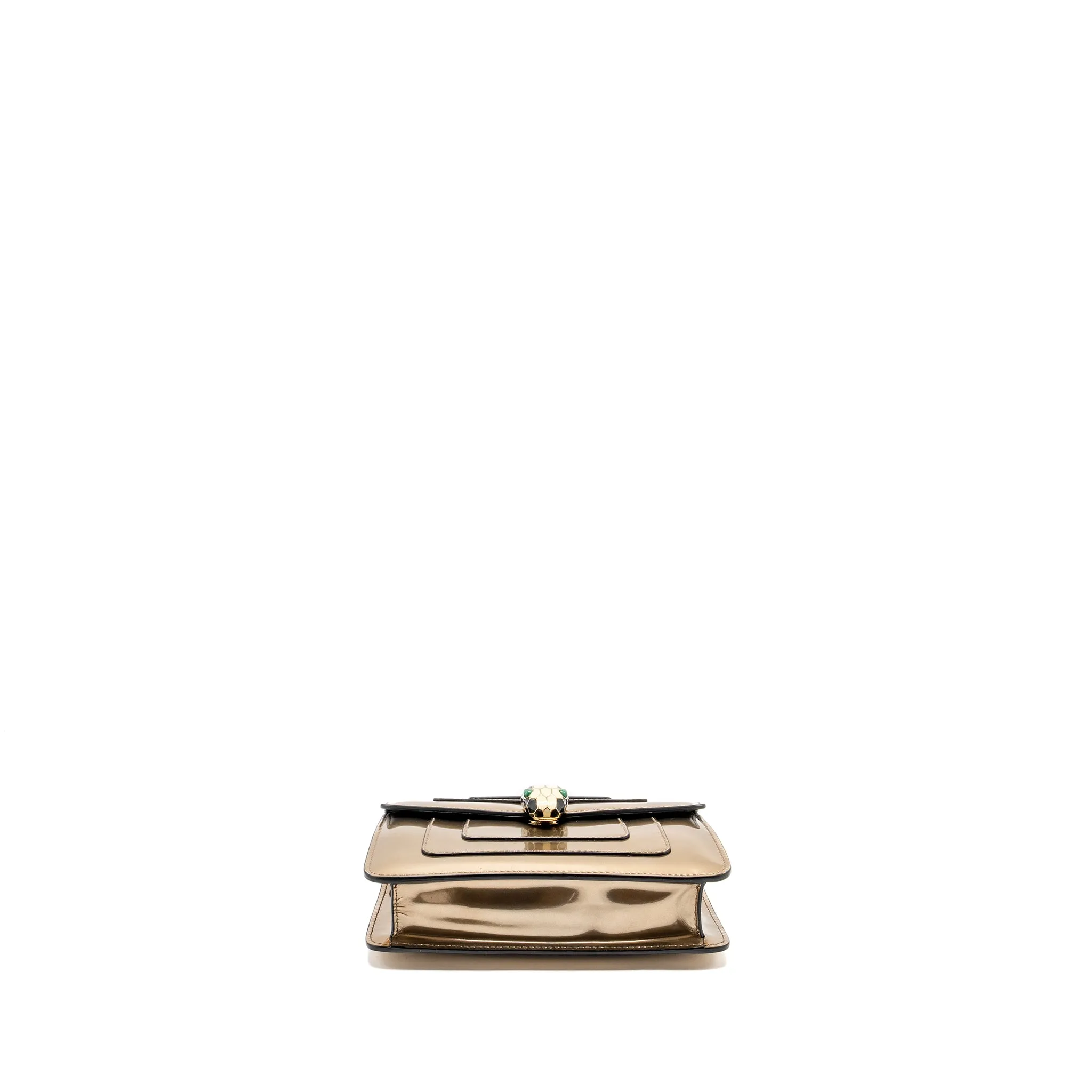 Bvlgari Serpenti Forever Shoulder Bag Patent Metallic Gold GHW