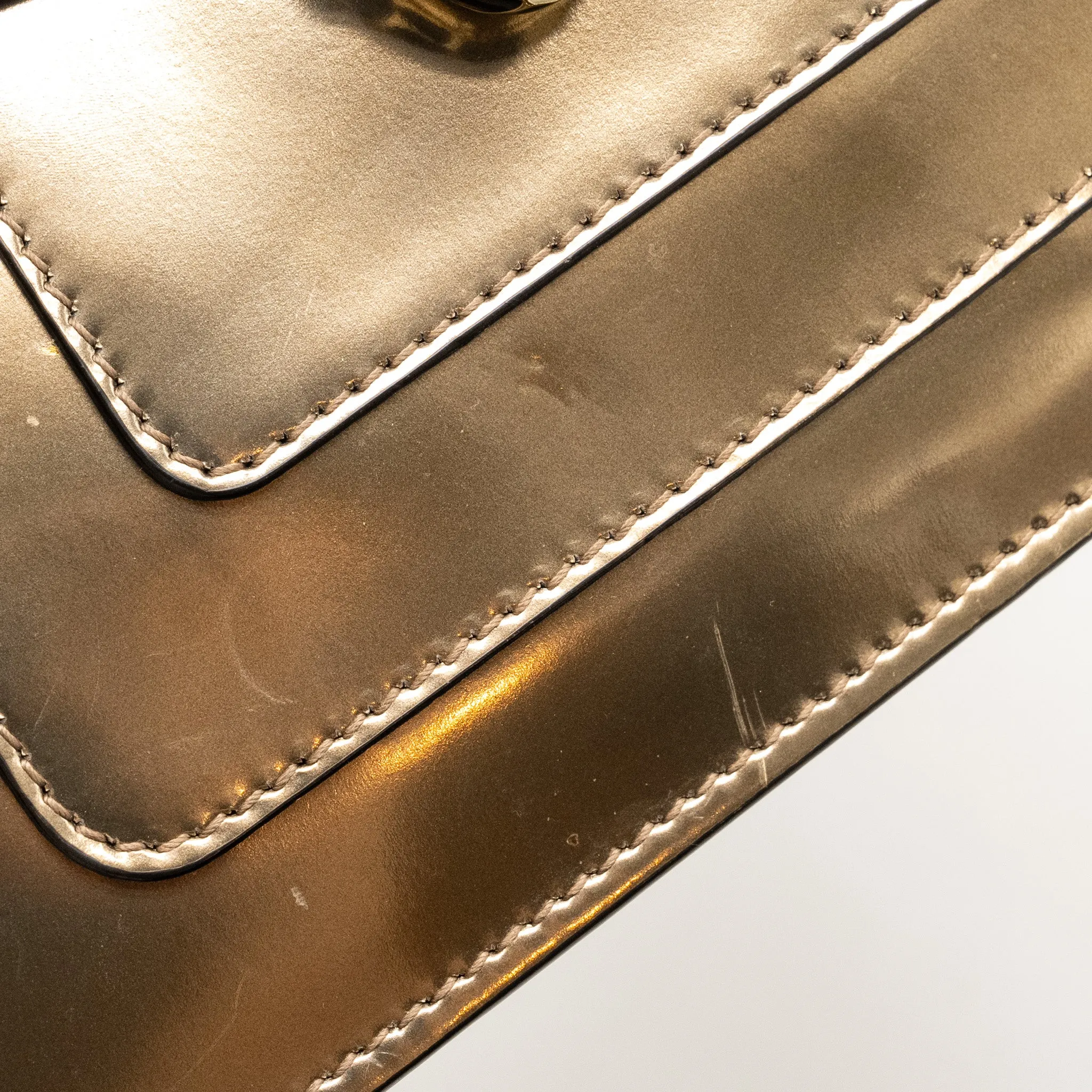 Bvlgari Serpenti Forever Shoulder Bag Patent Metallic Gold GHW