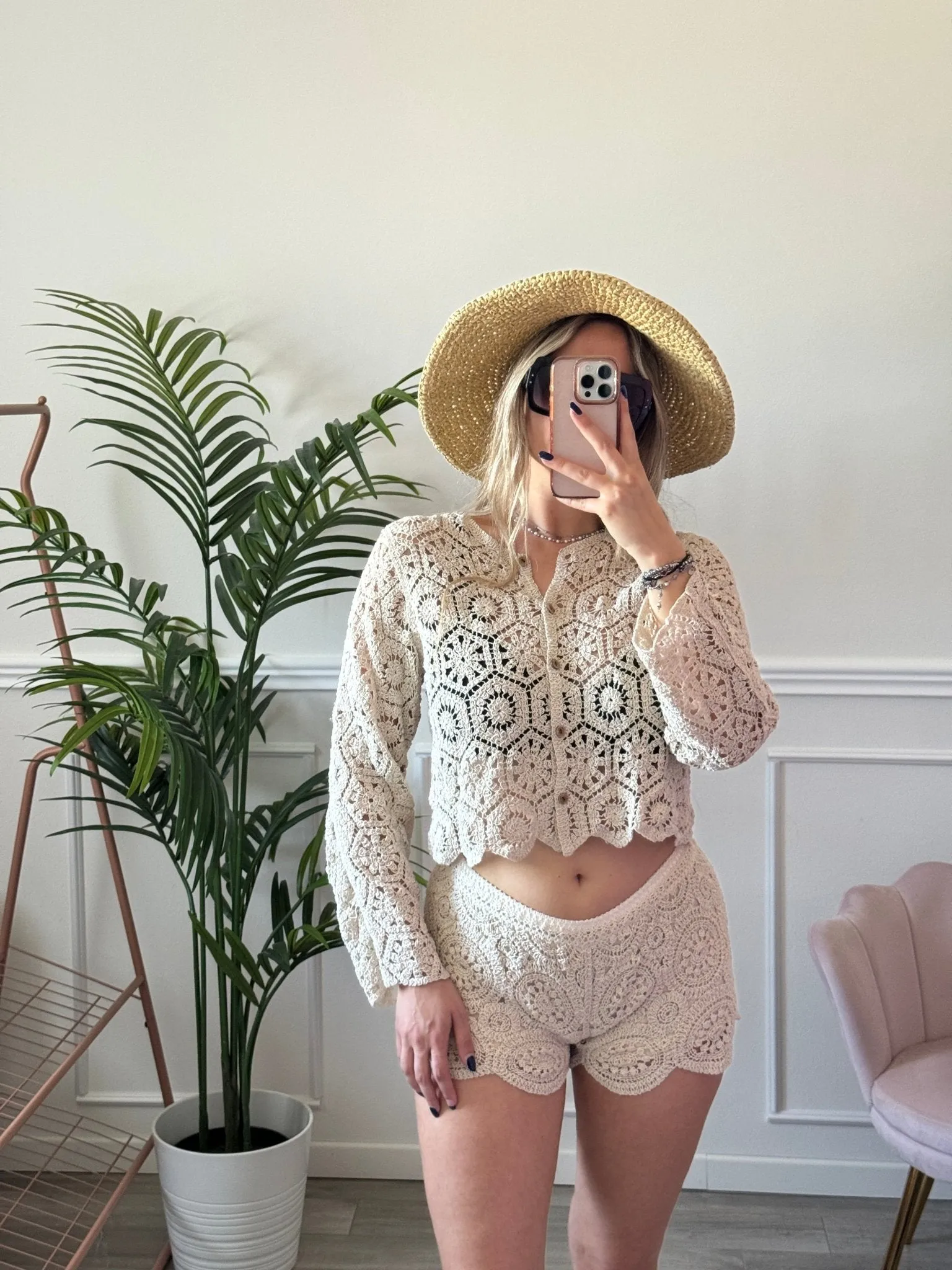 Camicetta crochet a maniche lunghe