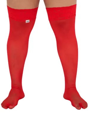 Candyman 99533x Mesh Thigh Highs Red