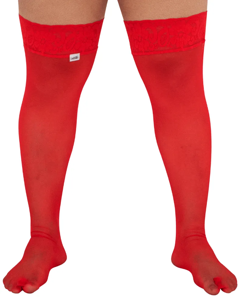 Candyman 99533x Mesh Thigh Highs Red