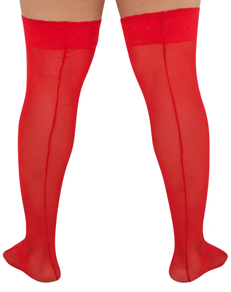 Candyman 99533x Mesh Thigh Highs Red