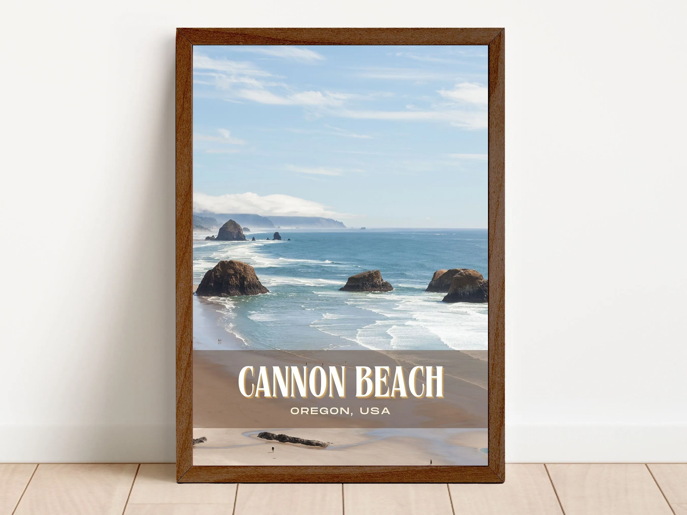 Cannon Beach Retro Wall Art, Oregon, USA