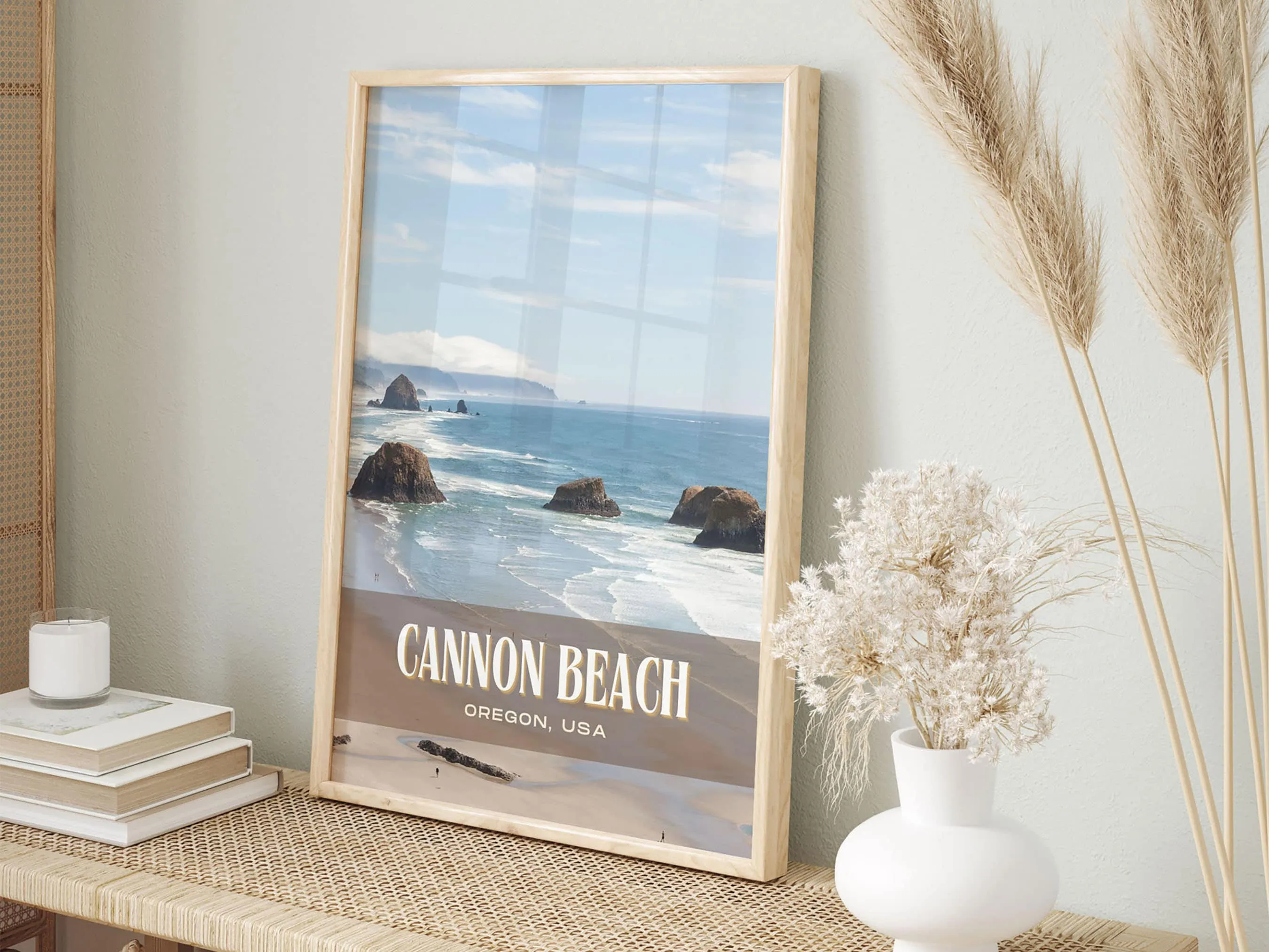 Cannon Beach Retro Wall Art, Oregon, USA