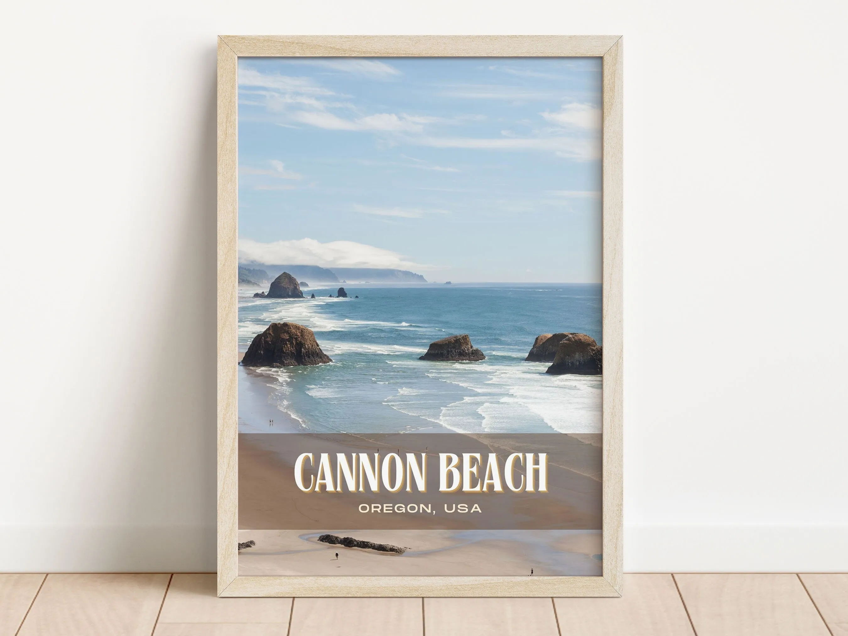 Cannon Beach Retro Wall Art, Oregon, USA