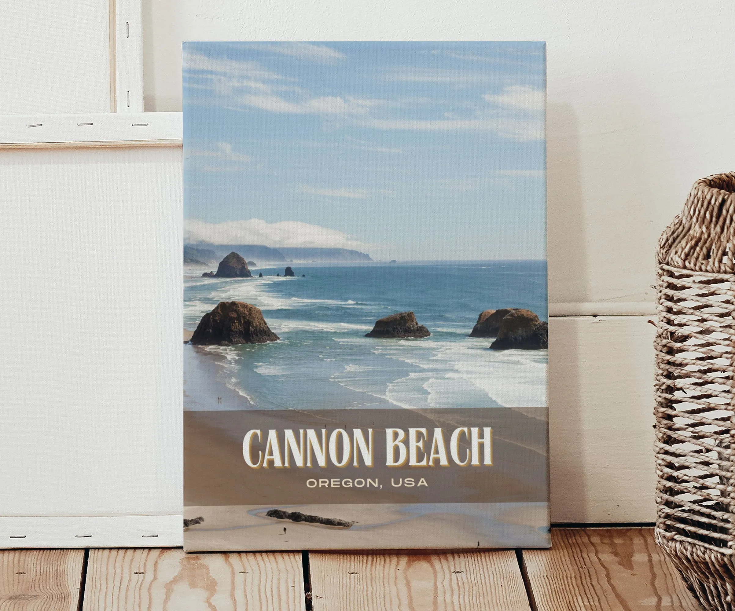 Cannon Beach Retro Wall Art, Oregon, USA