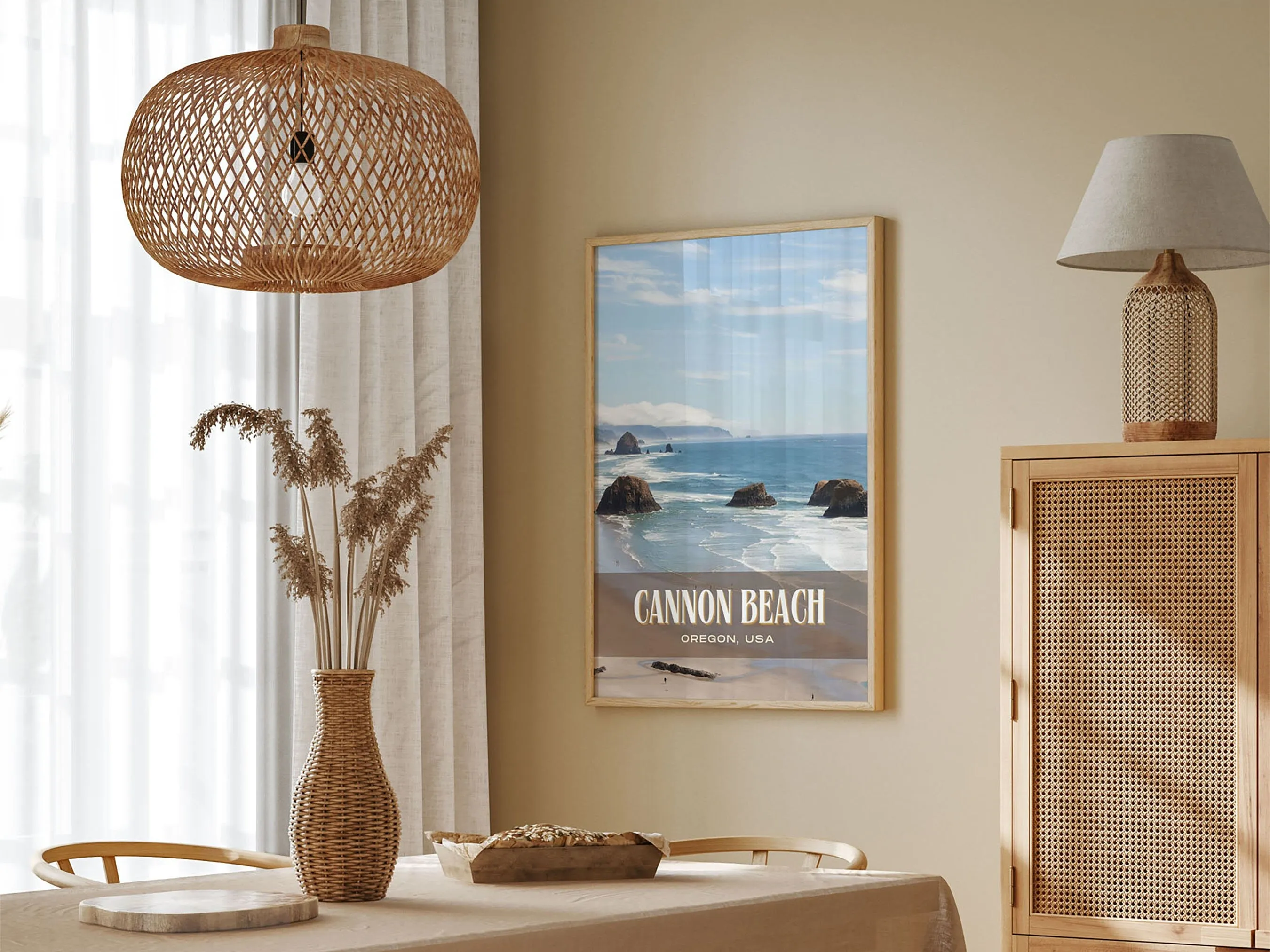 Cannon Beach Retro Wall Art, Oregon, USA