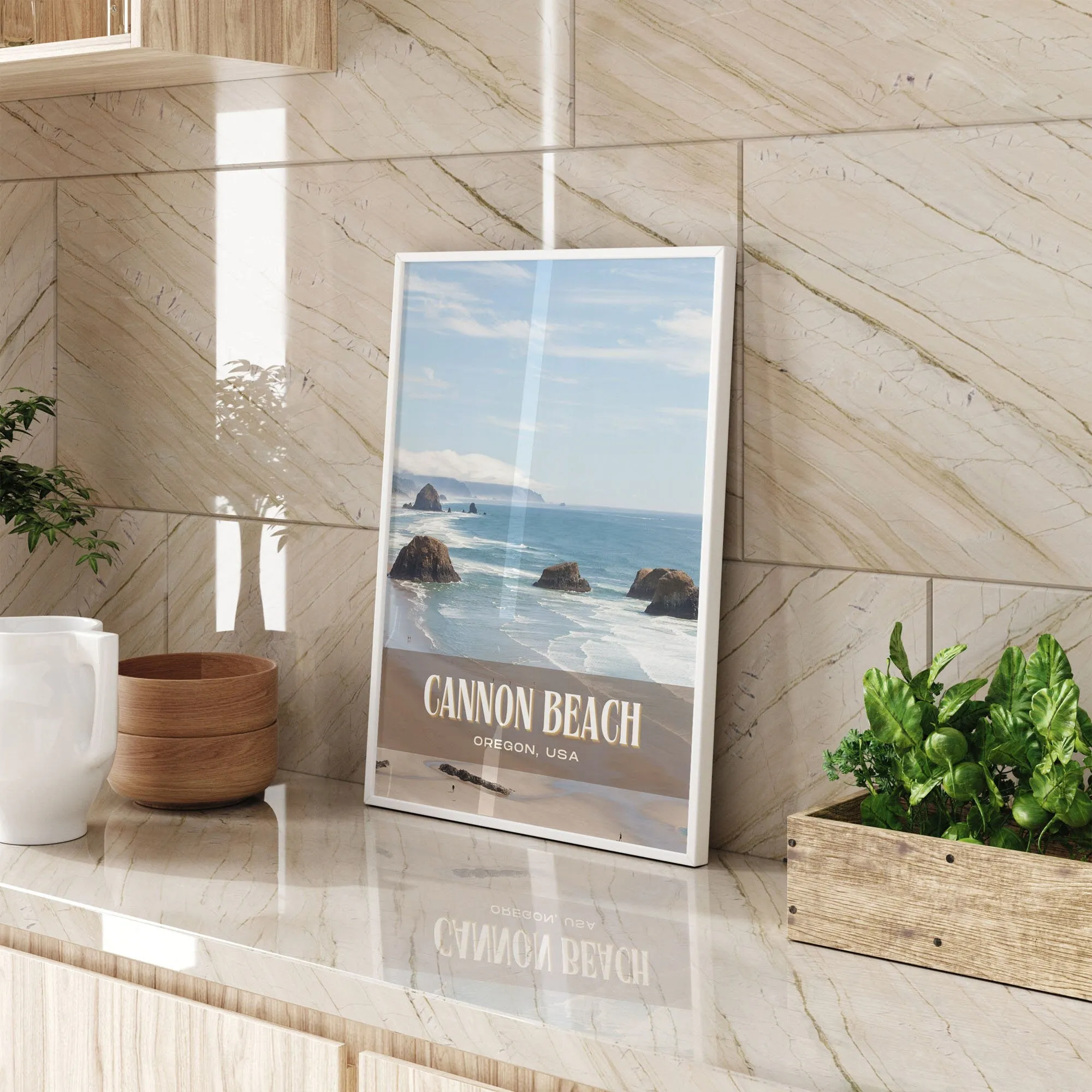 Cannon Beach Retro Wall Art, Oregon, USA