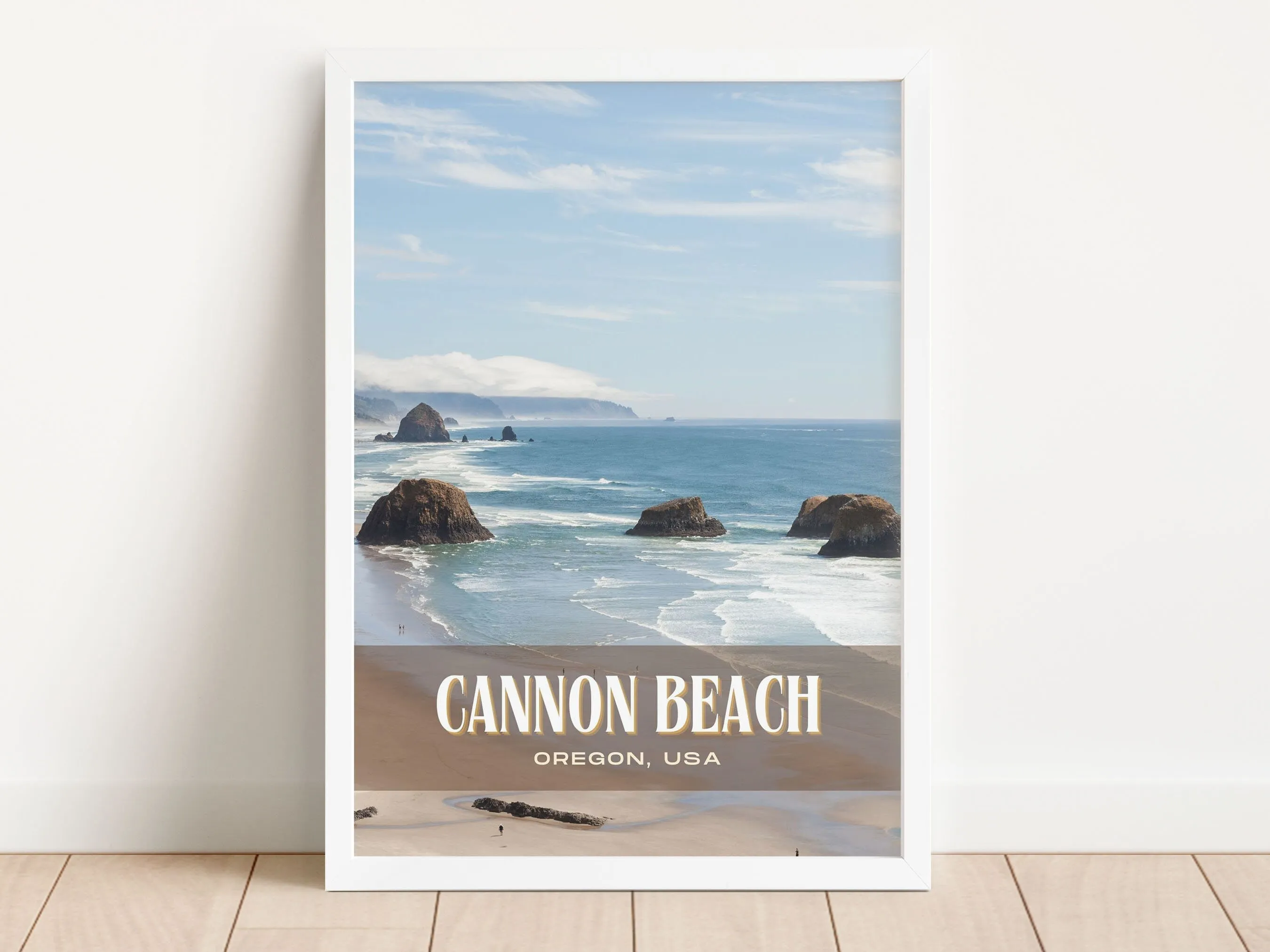 Cannon Beach Retro Wall Art, Oregon, USA