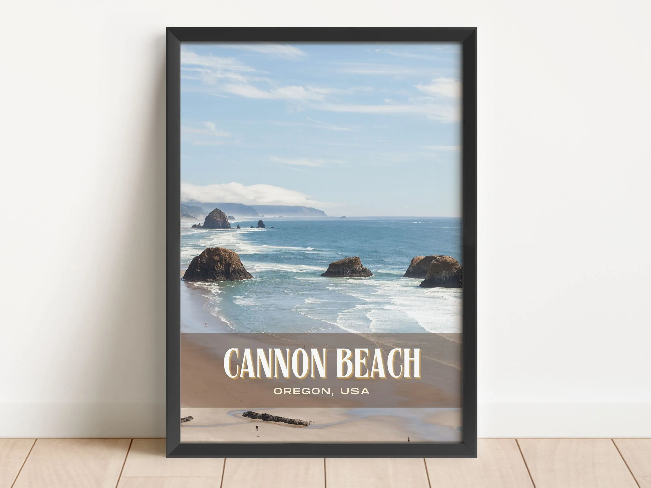 Cannon Beach Retro Wall Art, Oregon, USA