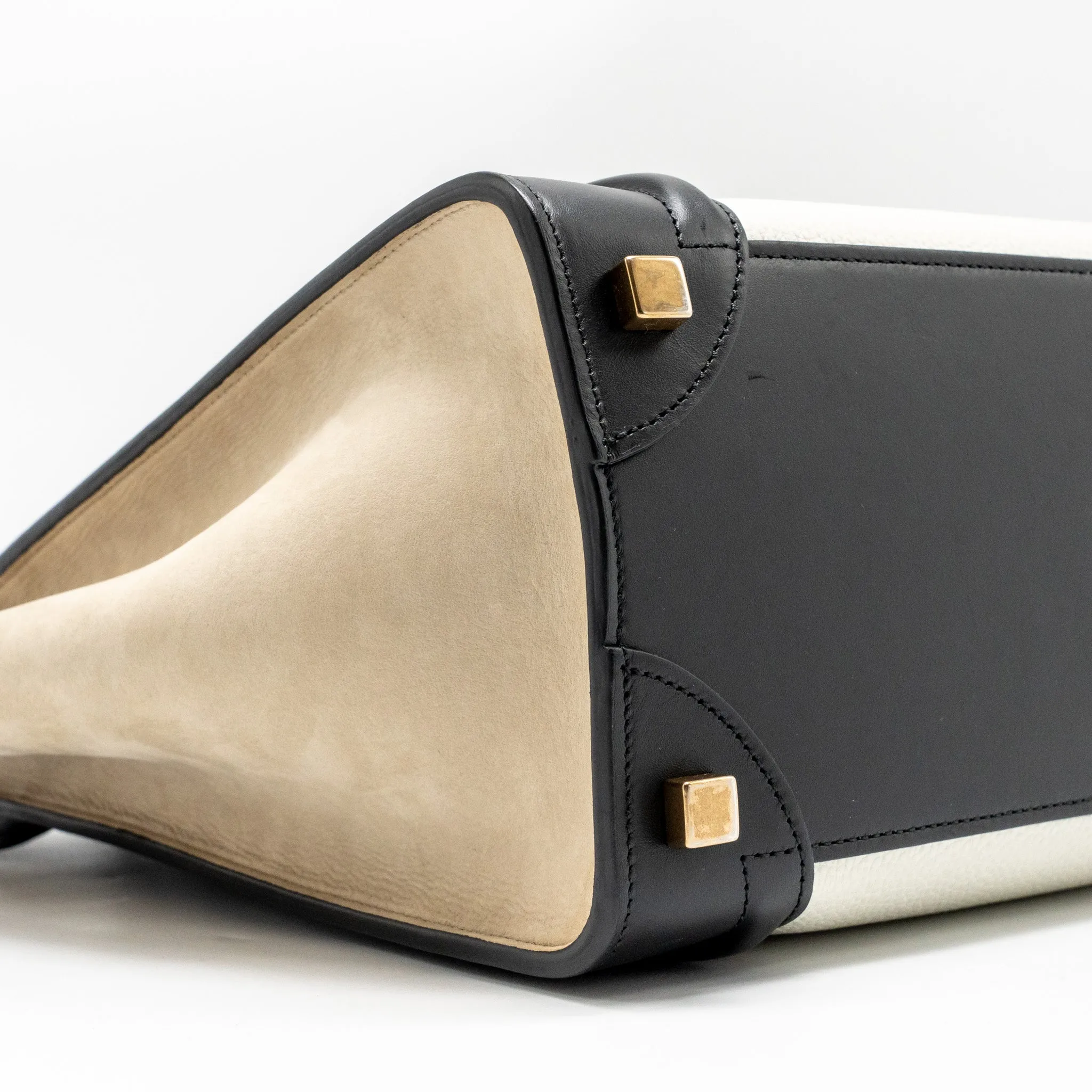 Celine Micro Luggage Bag Calfskin White/Multicolour GHW