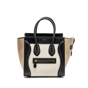 Celine Micro Luggage Bag Calfskin White/Multicolour GHW