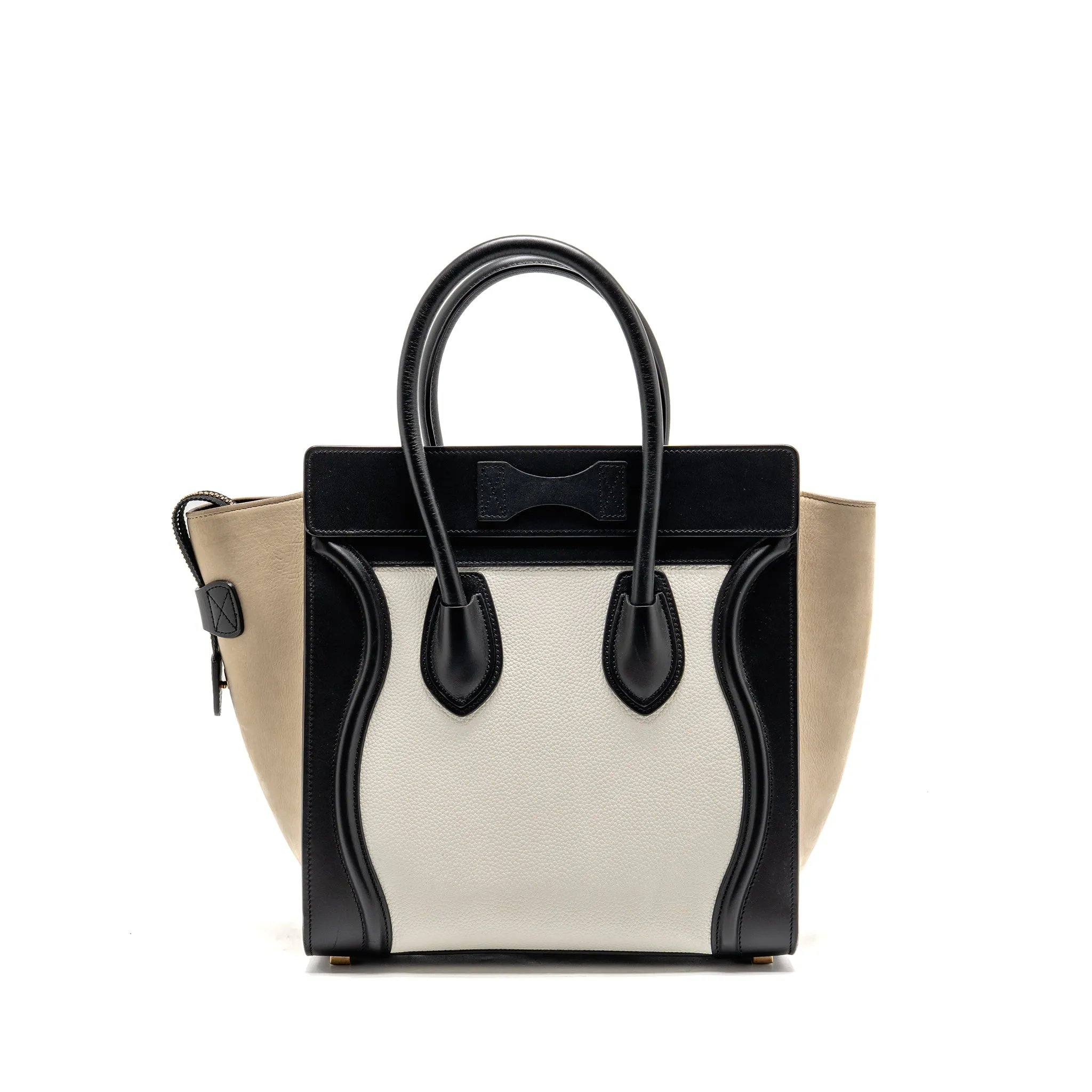 Celine Micro Luggage Bag Calfskin White/Multicolour GHW