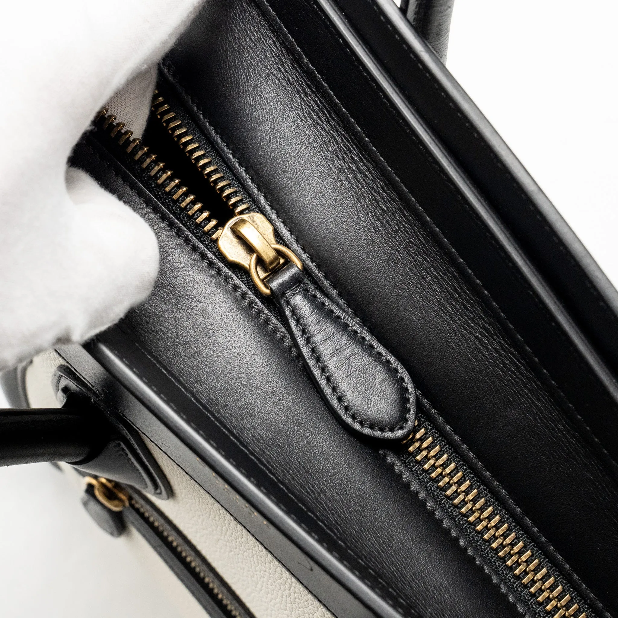Celine Micro Luggage Bag Calfskin White/Multicolour GHW