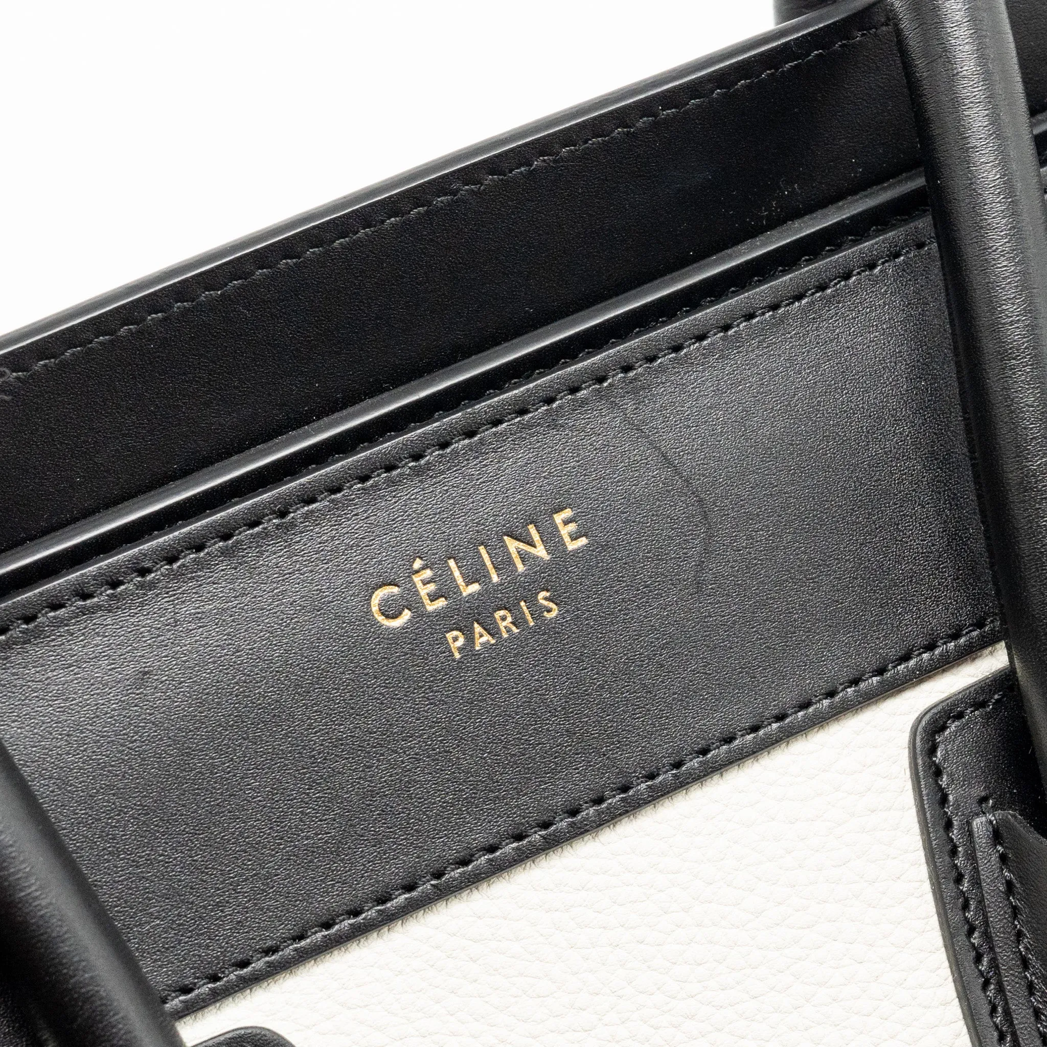Celine Micro Luggage Bag Calfskin White/Multicolour GHW