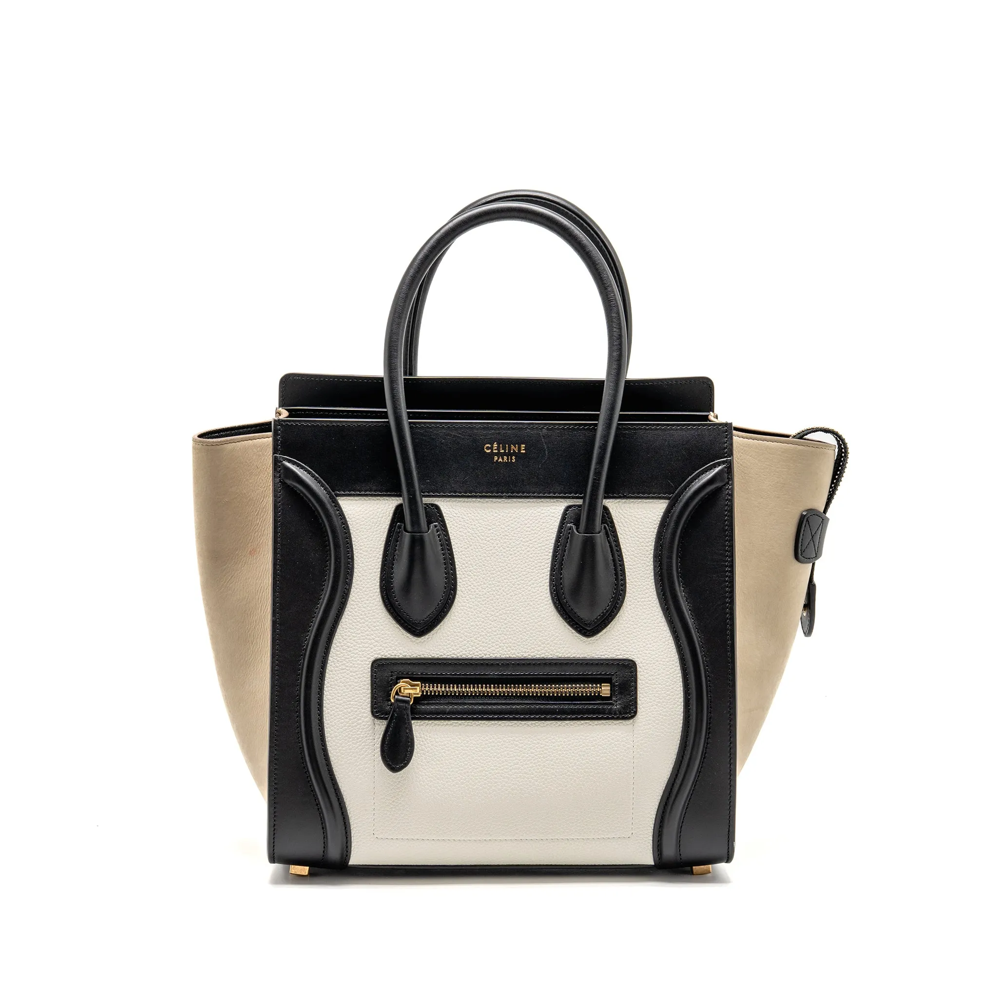 Celine Micro Luggage Bag Calfskin White/Multicolour GHW