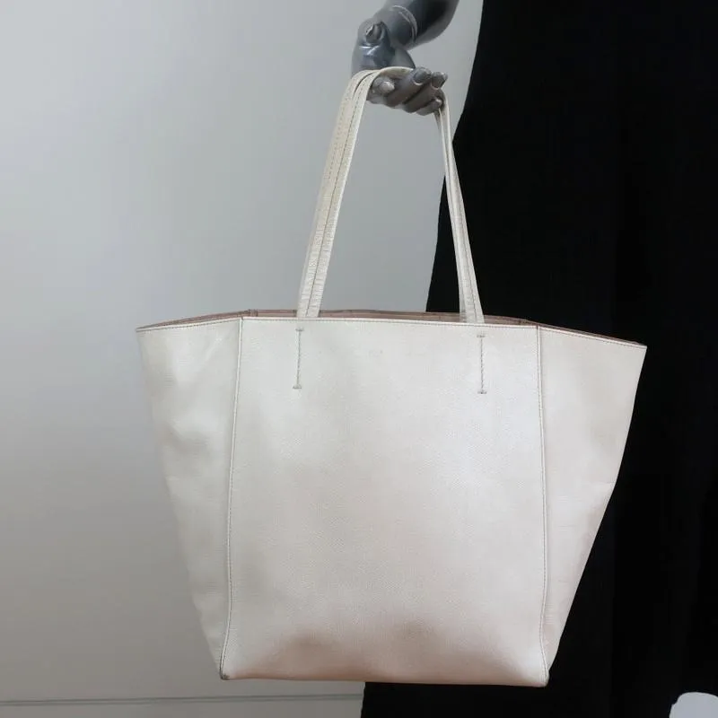 Celine Phantom Cabas Tote Cream Grained Leather Large Shoulder Bag