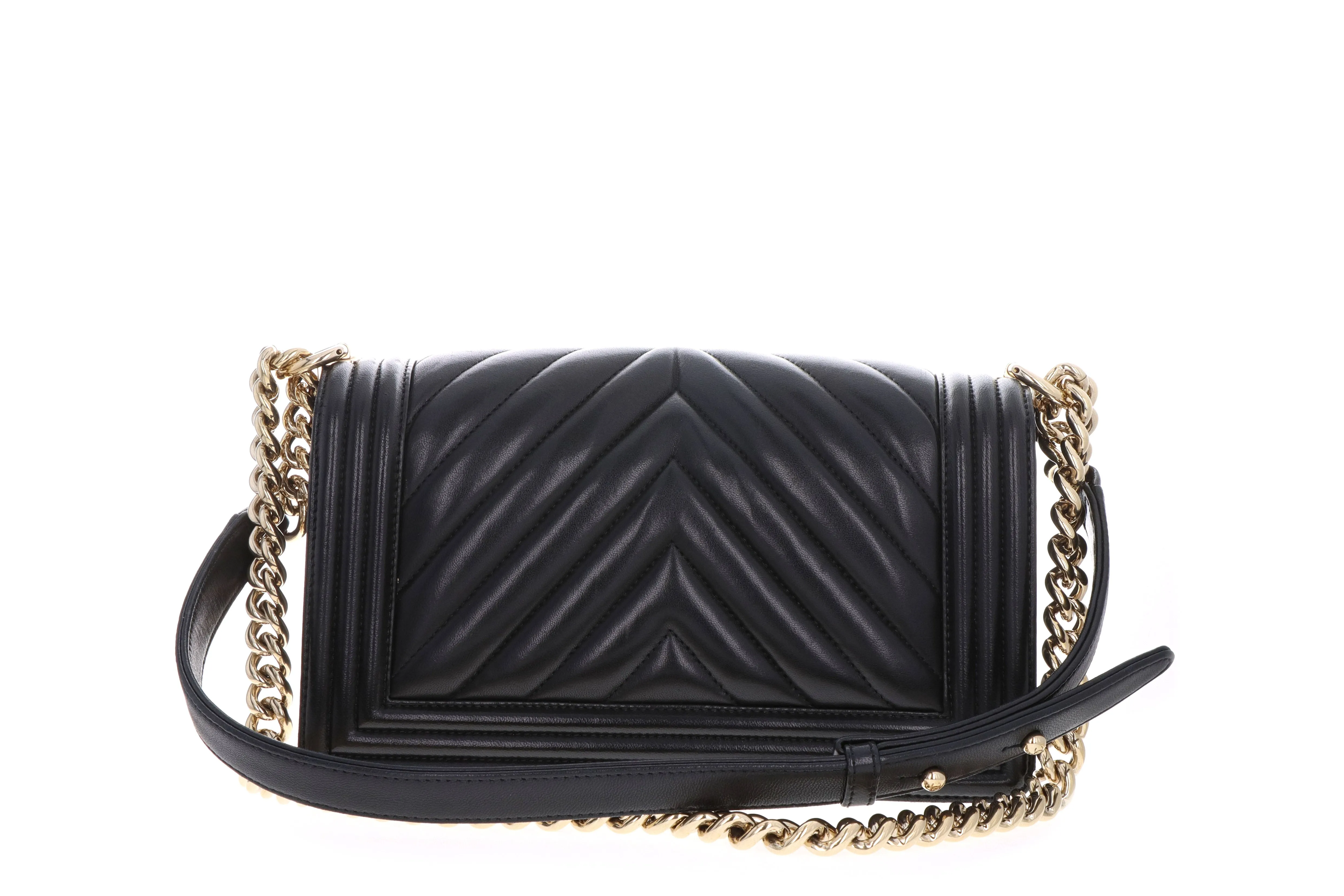Chanel Lambskin Chevron Medium Boy Bag Black