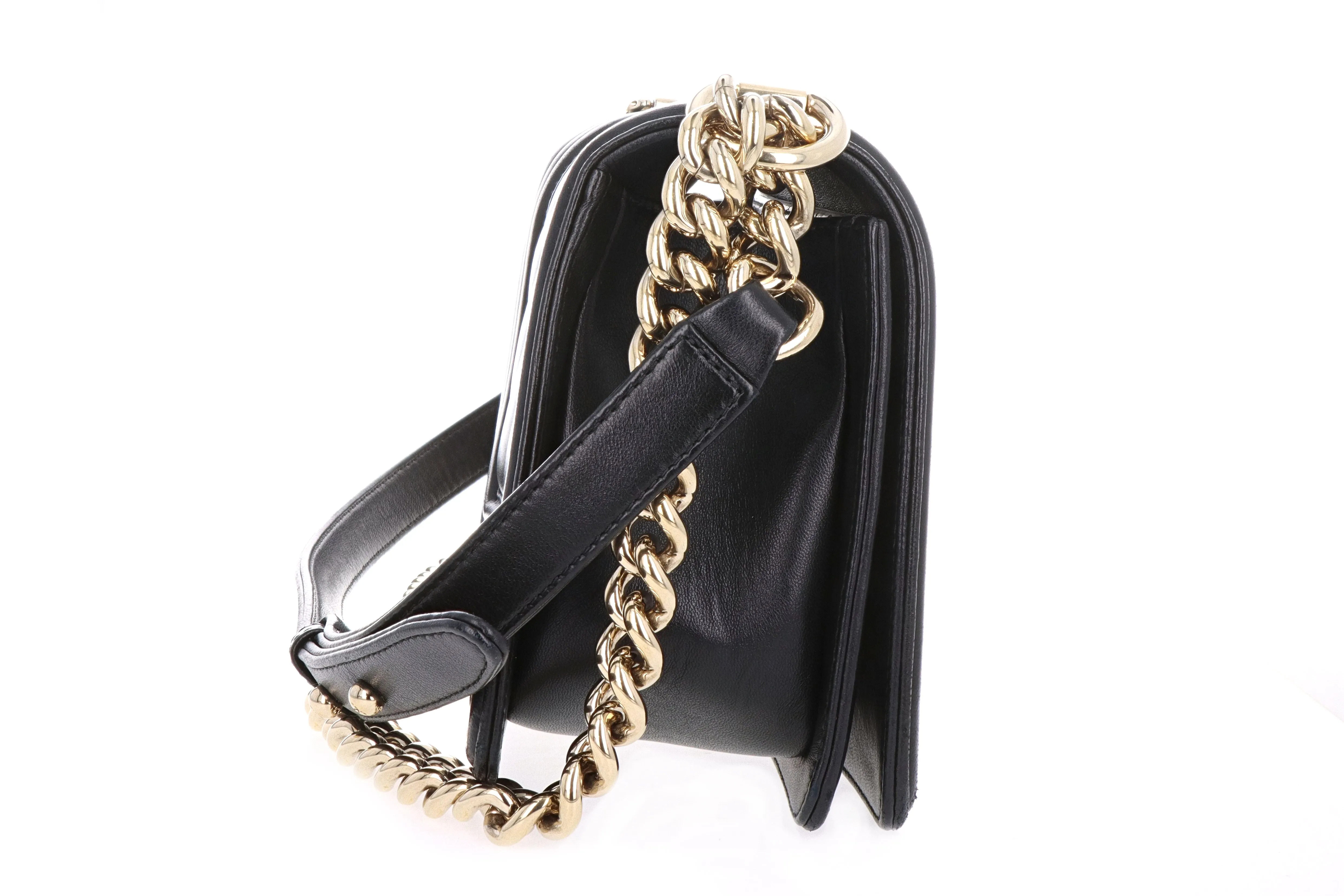 Chanel Lambskin Chevron Medium Boy Bag Black