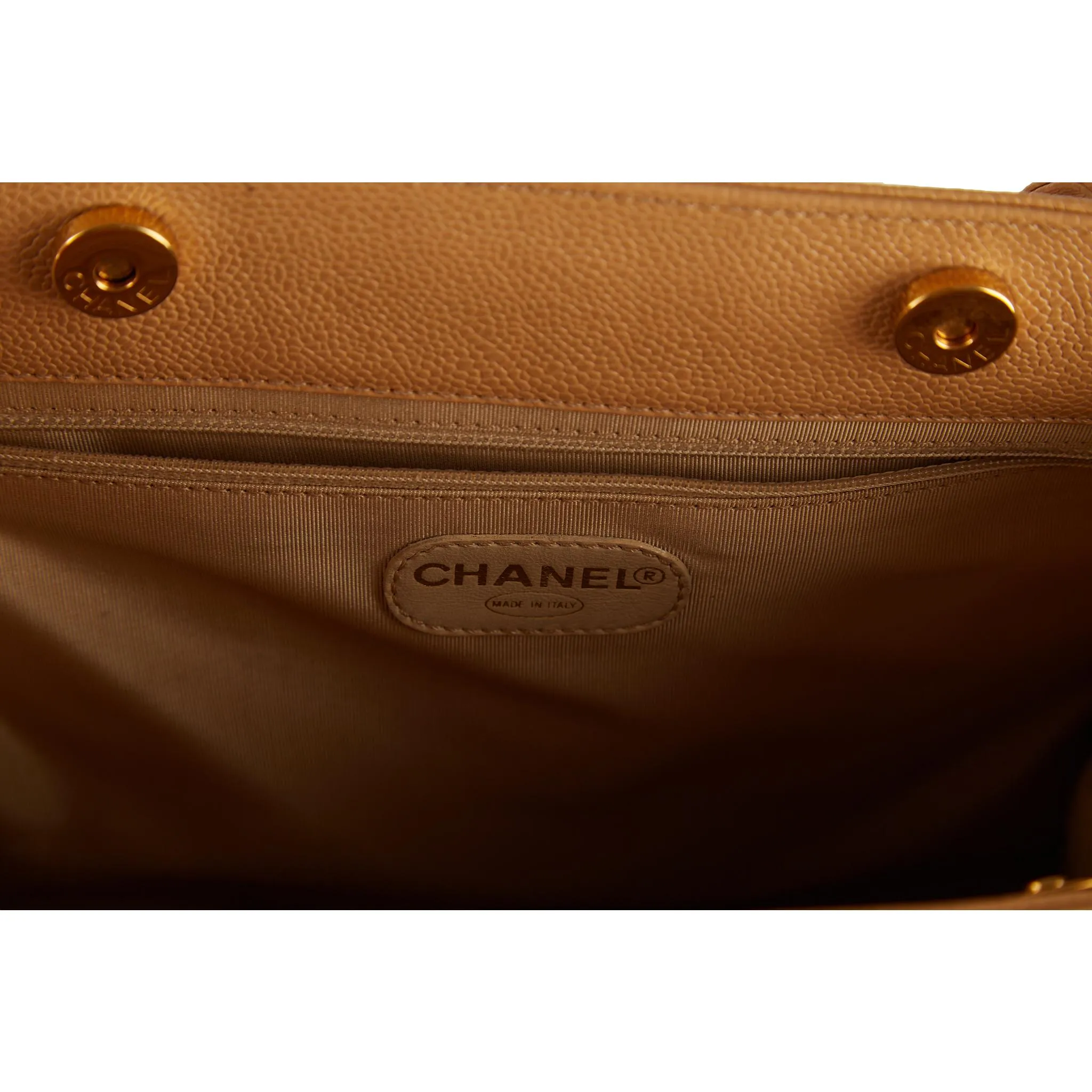 Chanel Nude Logo Caviar Shoulder Tote