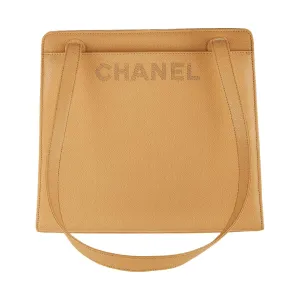 Chanel Nude Logo Caviar Shoulder Tote