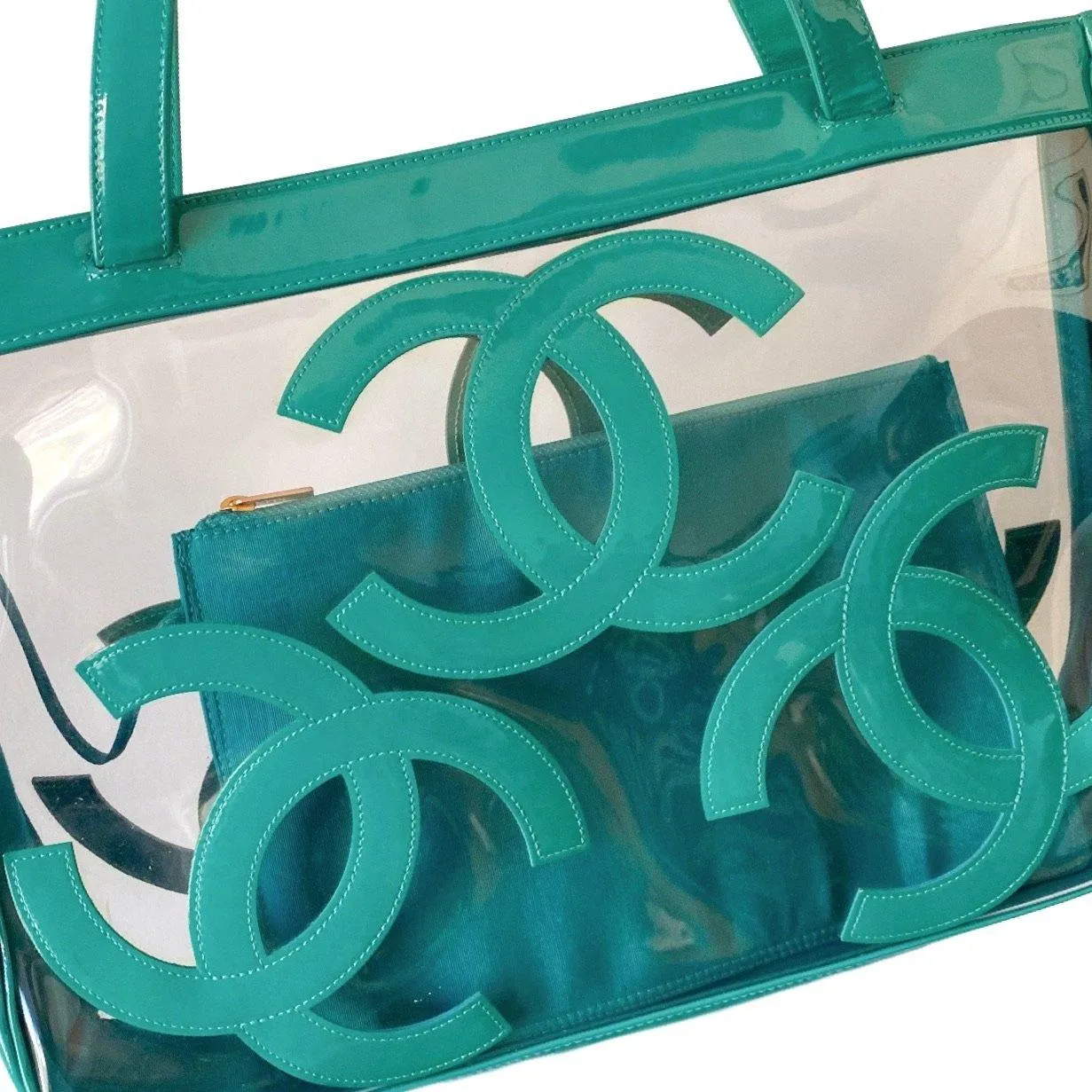 Chanel Turquoise Transparent Bag