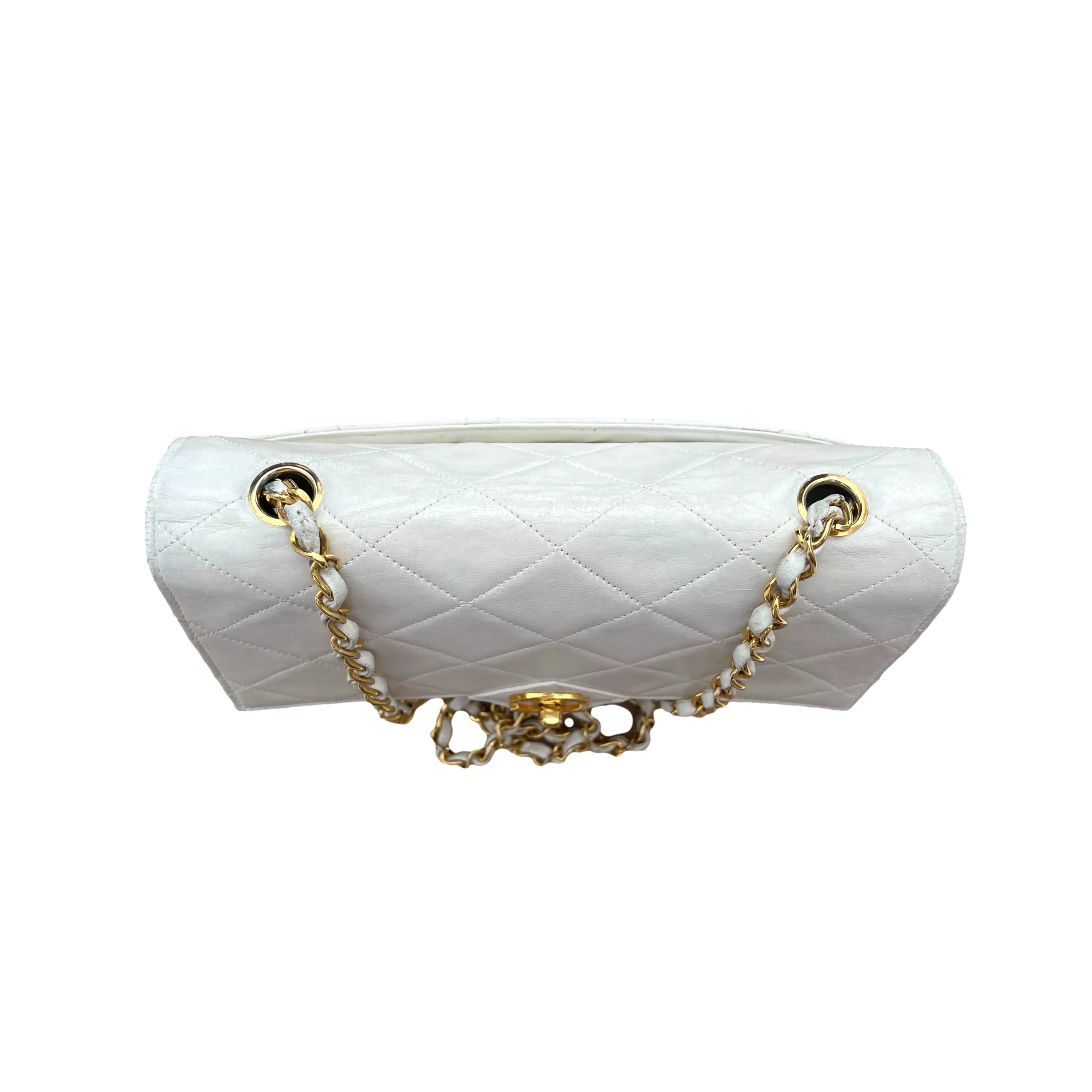 Chanel White Lambskin Flap Bag