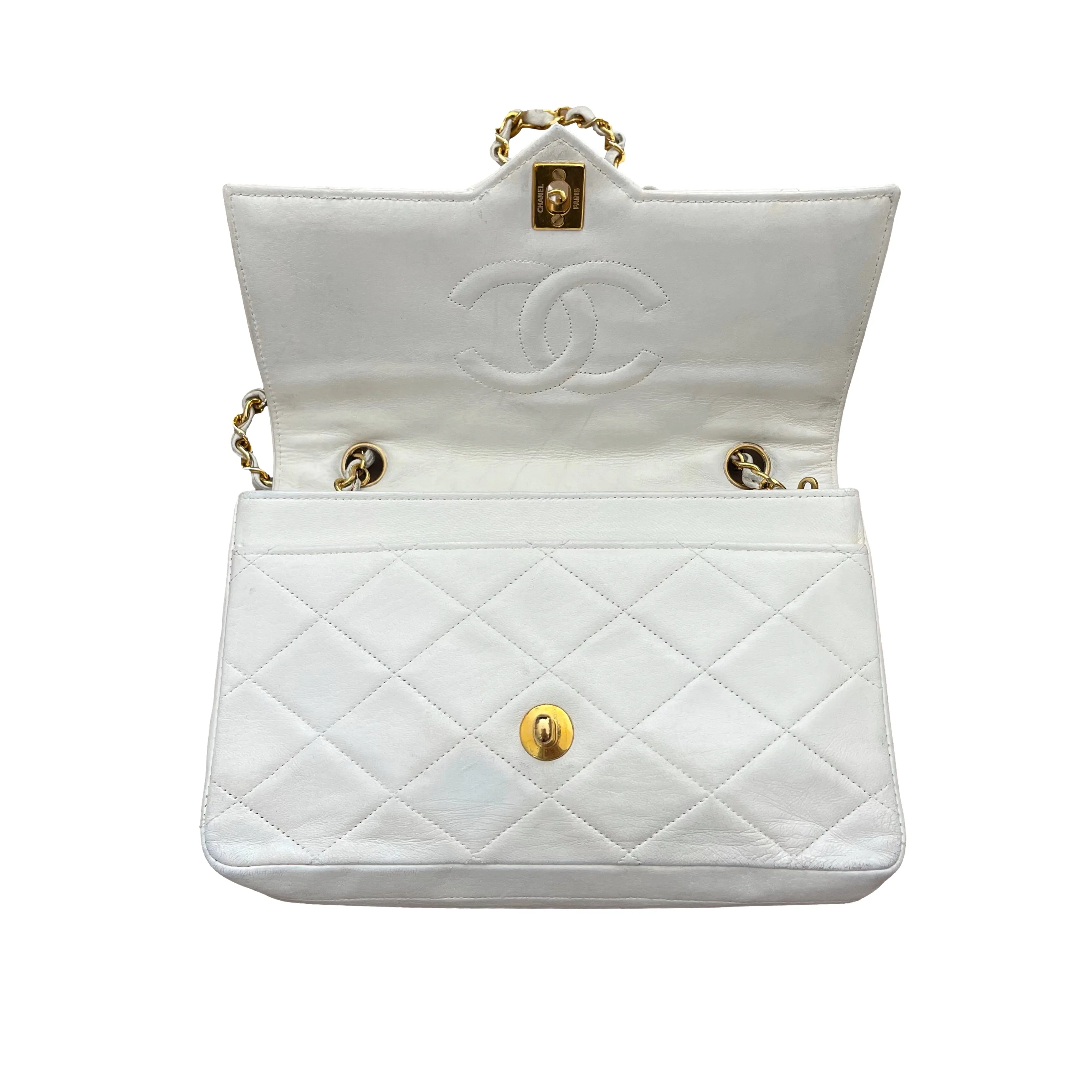 Chanel White Lambskin Flap Bag