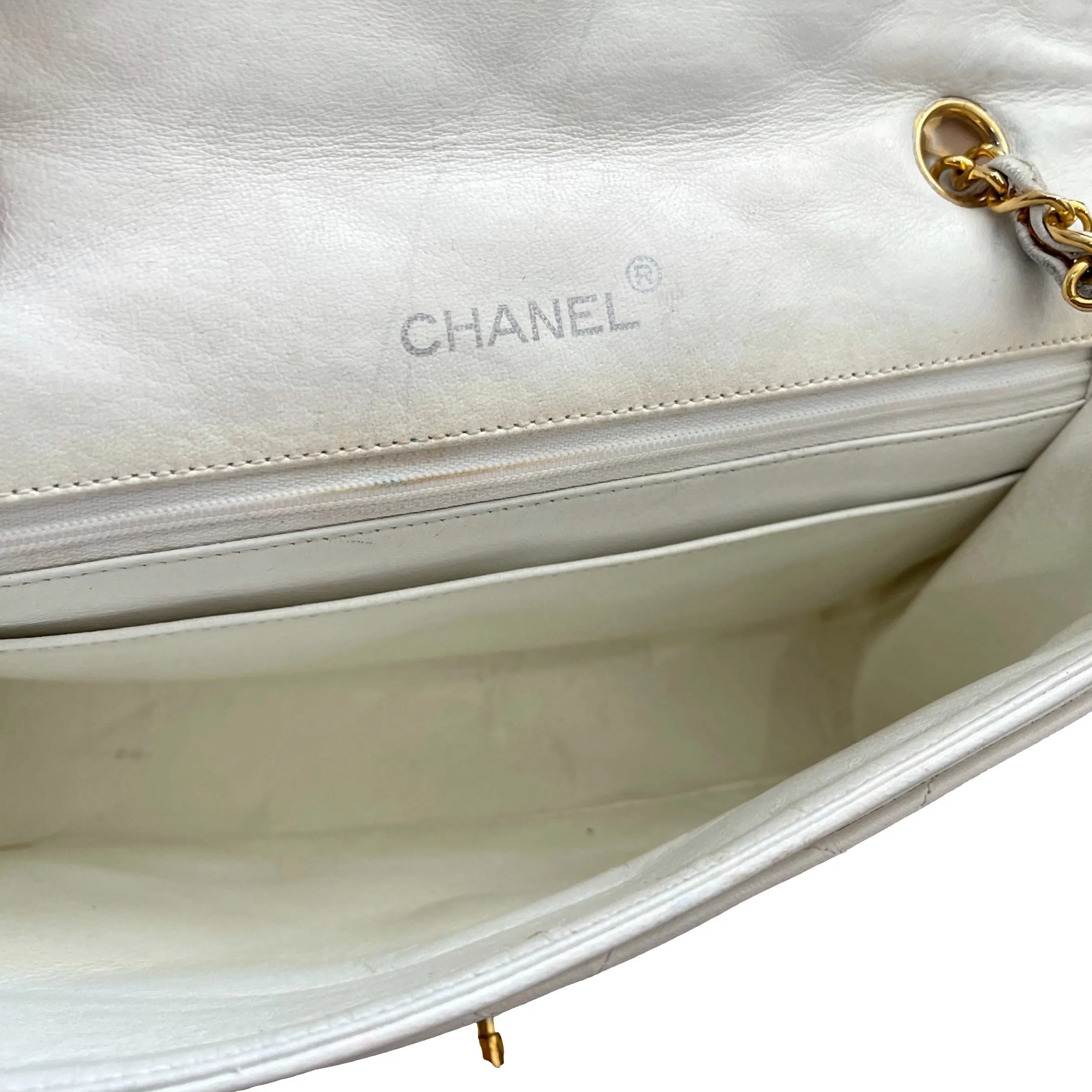 Chanel White Lambskin Flap Bag
