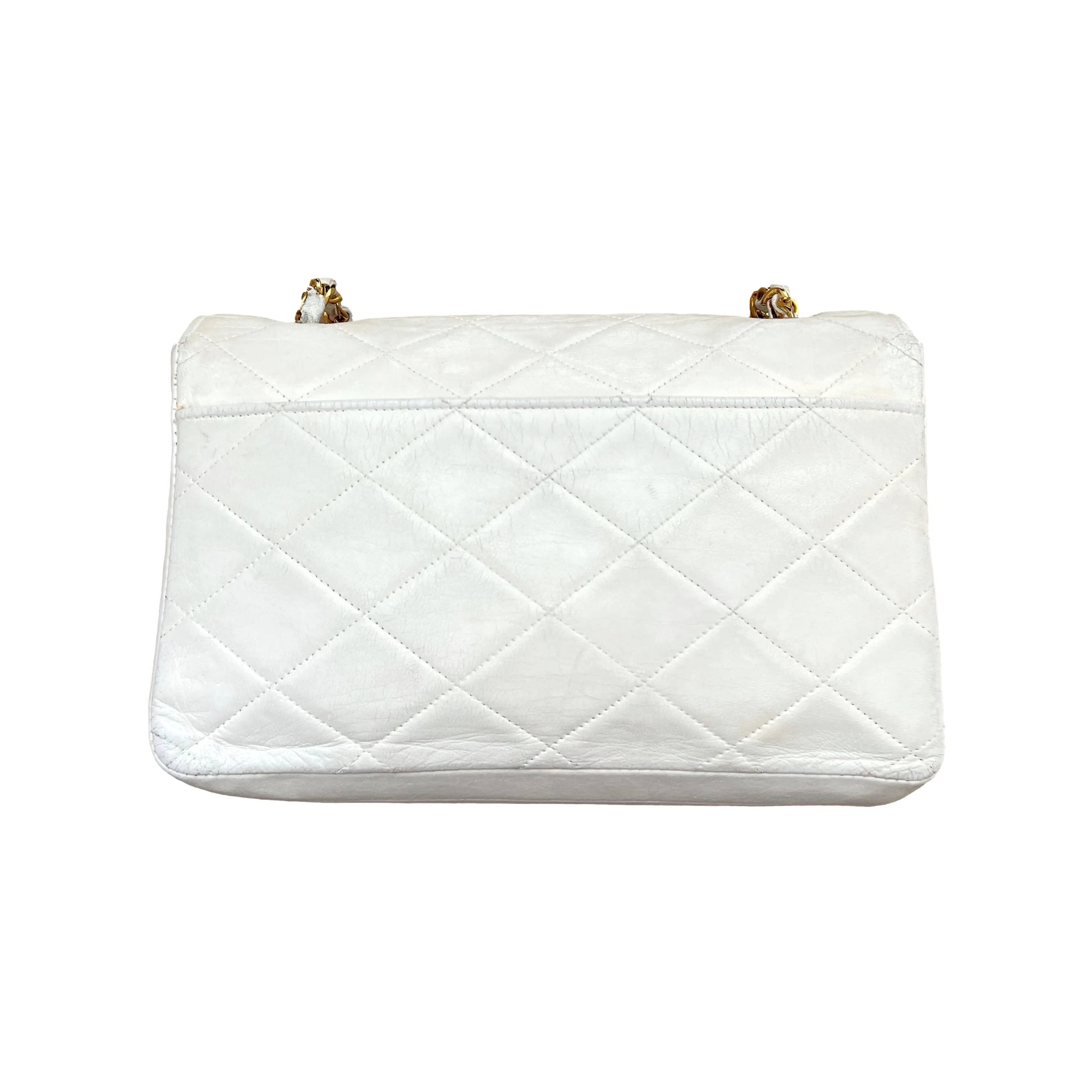 Chanel White Lambskin Flap Bag